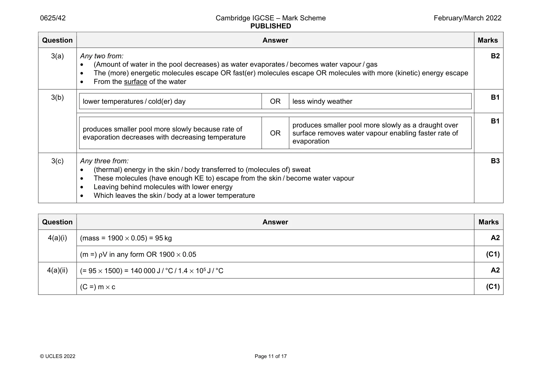 Mark scheme, page 11 of 17