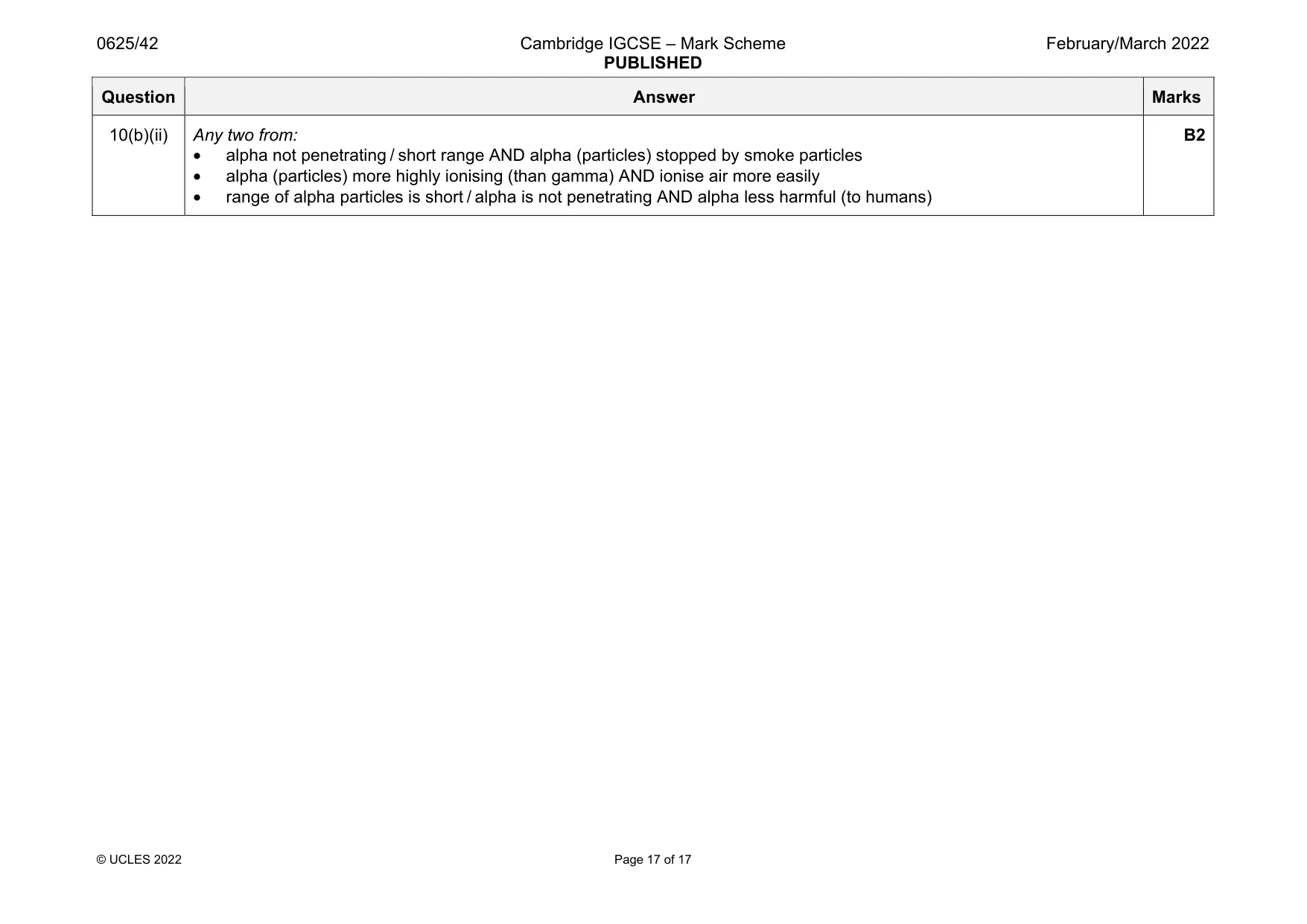 Mark scheme, page 17 of 17