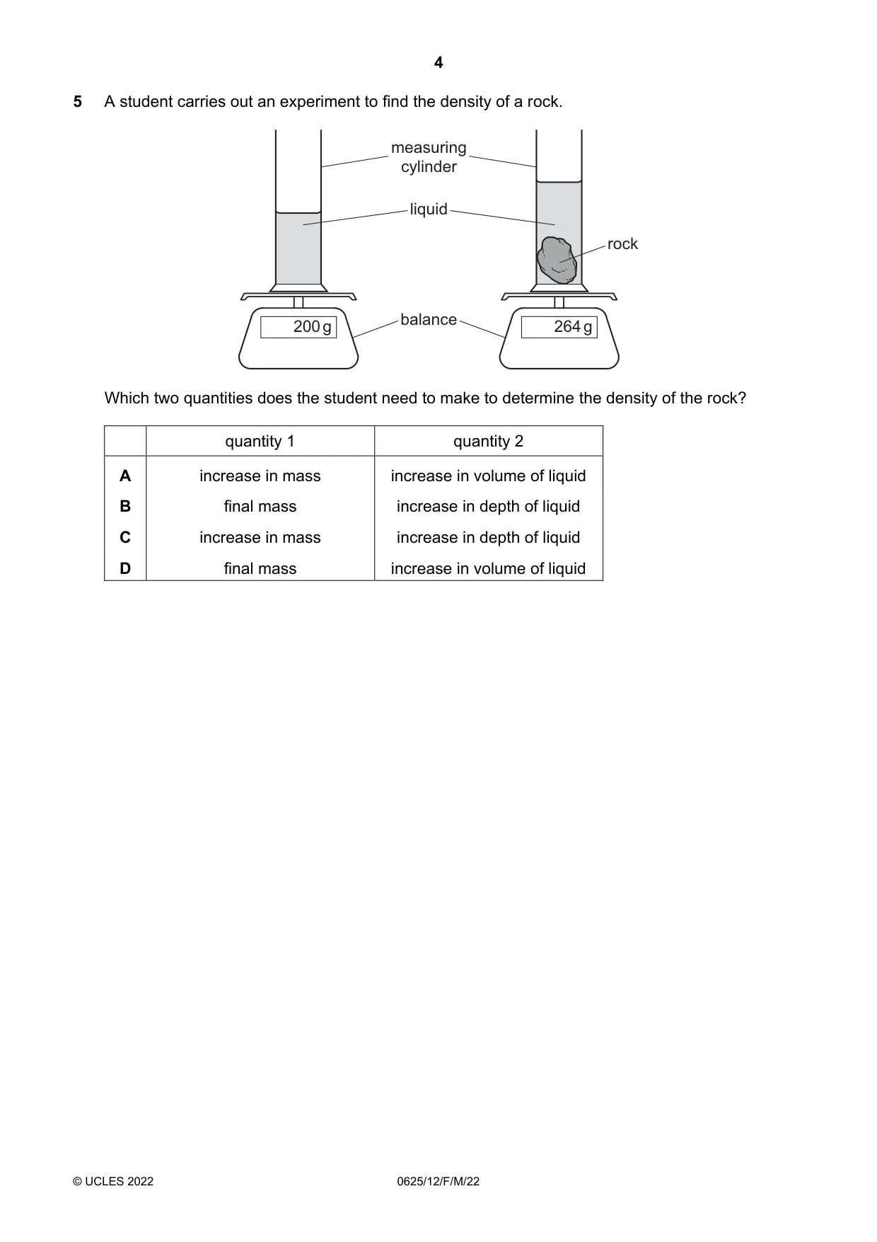 Cambridge IGCSE Physics 0625 2022 Feb/March Paper 1 · Variant 2 question paper, page 4 of 20