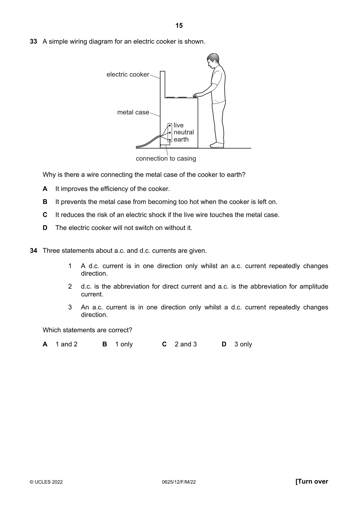 Cambridge IGCSE Physics 0625 2022 Feb/March Paper 1 · Variant 2 question paper, page 15 of 20