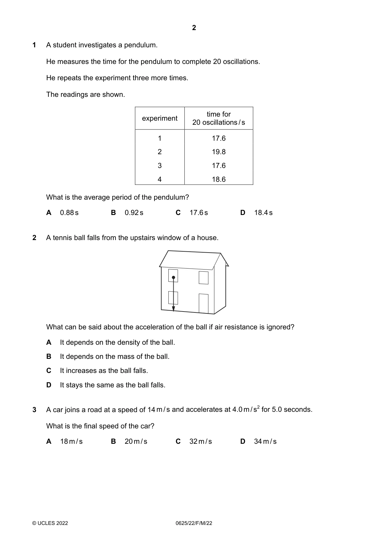 Cambridge IGCSE Physics 0625 2022 Feb/March Paper 2 · Variant 2 question paper, page 2 of 16