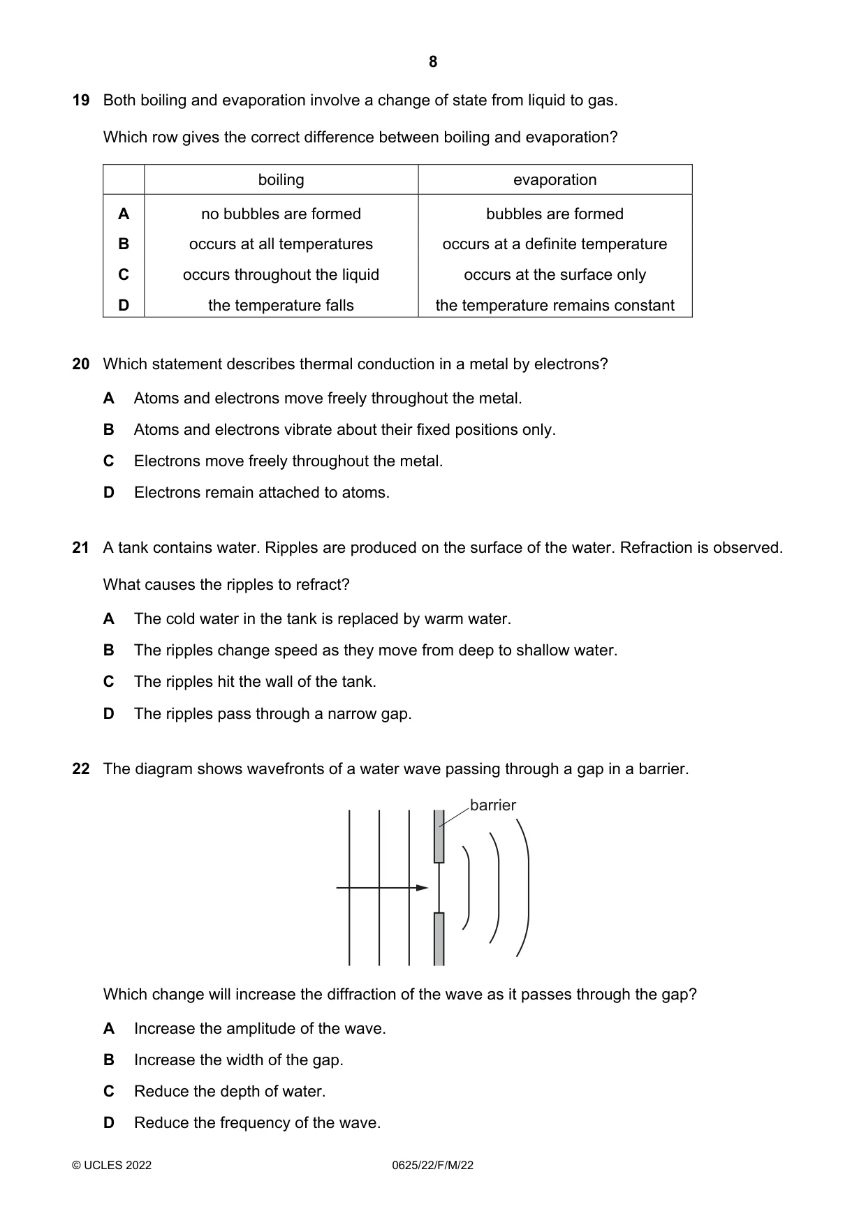 Cambridge IGCSE Physics 0625 2022 Feb/March Paper 2 · Variant 2 question paper, page 8 of 16