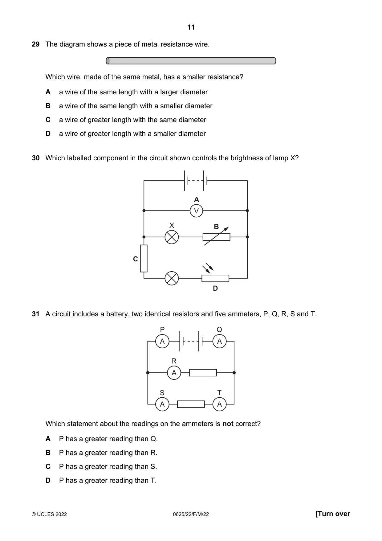 Cambridge IGCSE Physics 0625 2022 Feb/March Paper 2 · Variant 2 question paper, page 11 of 16