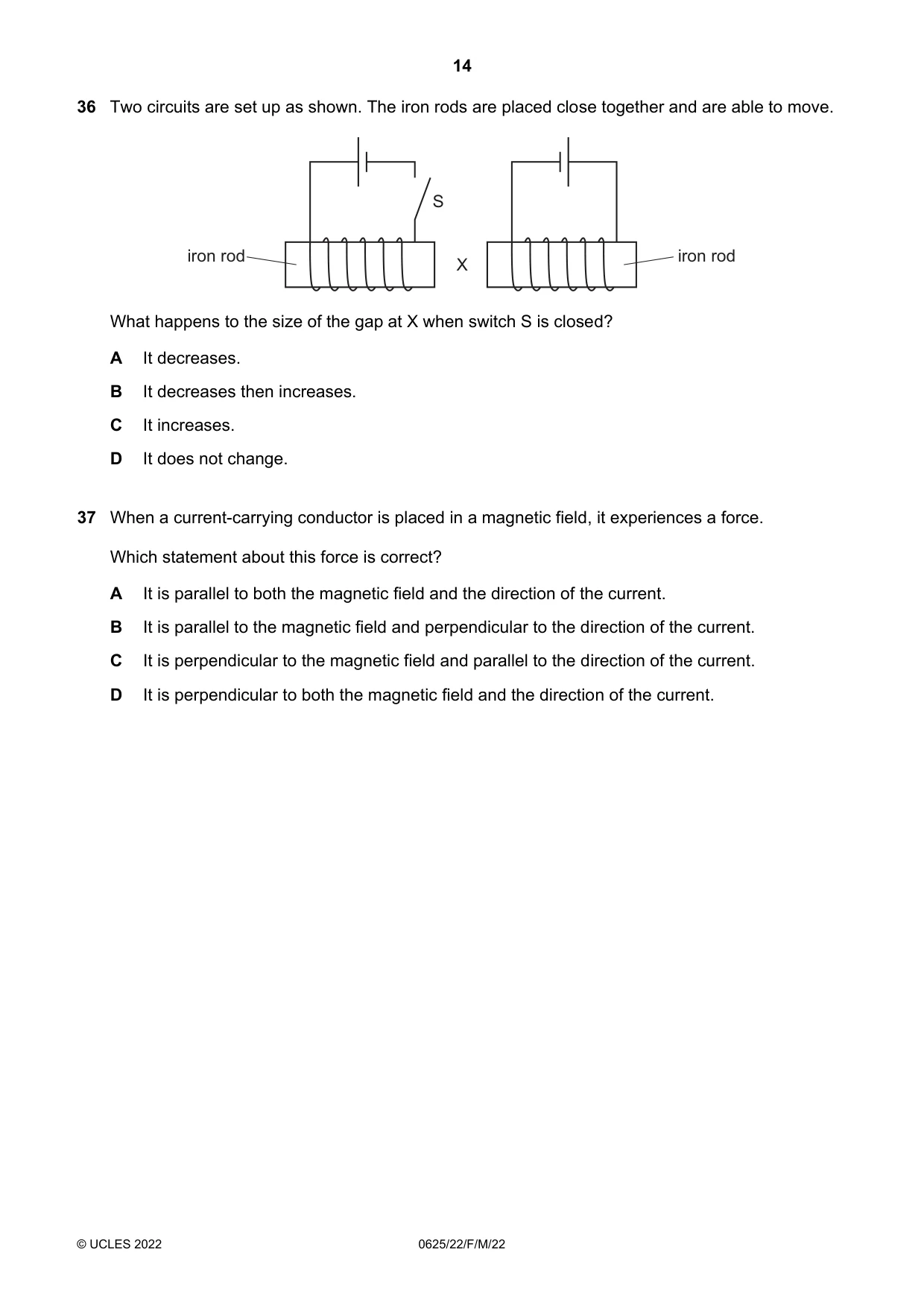 Cambridge IGCSE Physics 0625 2022 Feb/March Paper 2 · Variant 2 question paper, page 14 of 16
