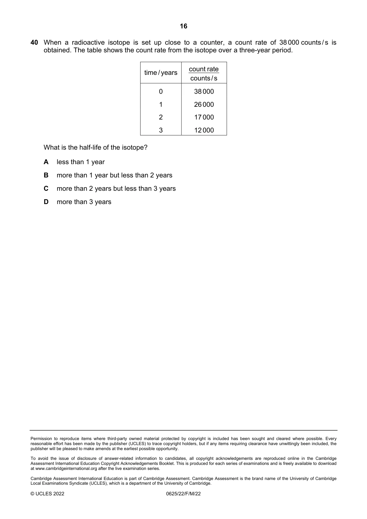 Cambridge IGCSE Physics 0625 2022 Feb/March Paper 2 · Variant 2 question paper, page 16 of 16