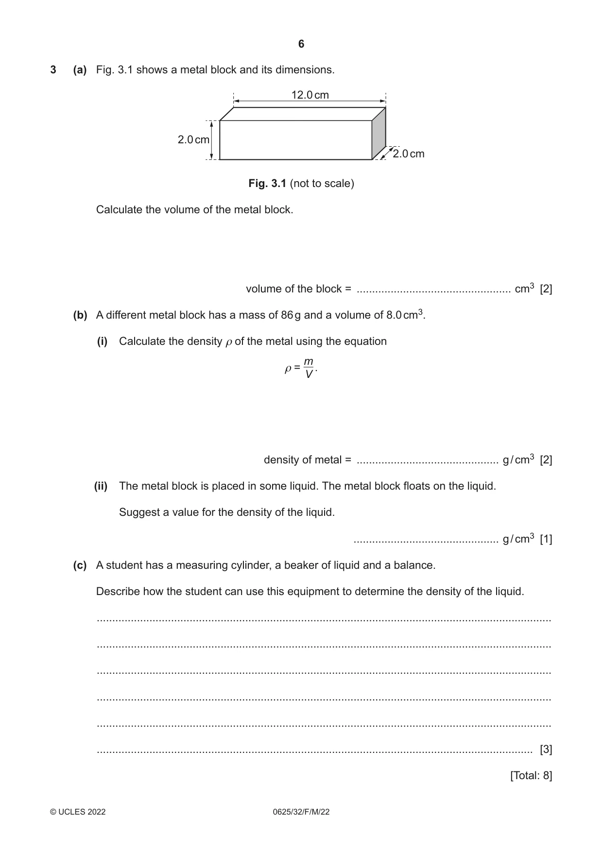 Cambridge IGCSE Physics 0625 2022 Feb/March Paper 3 · Variant 2 question paper, page 6 of 16