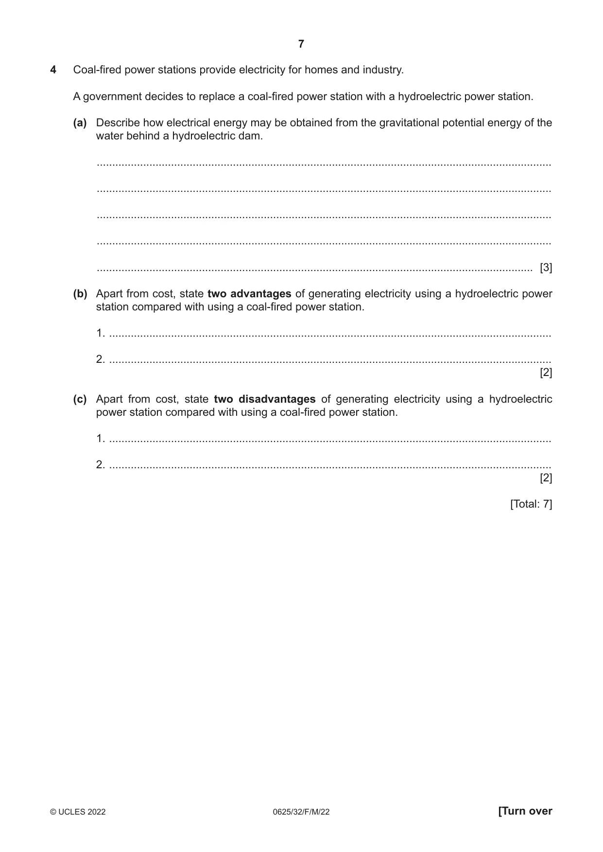 Cambridge IGCSE Physics 0625 2022 Feb/March Paper 3 · Variant 2 question paper, page 7 of 16
