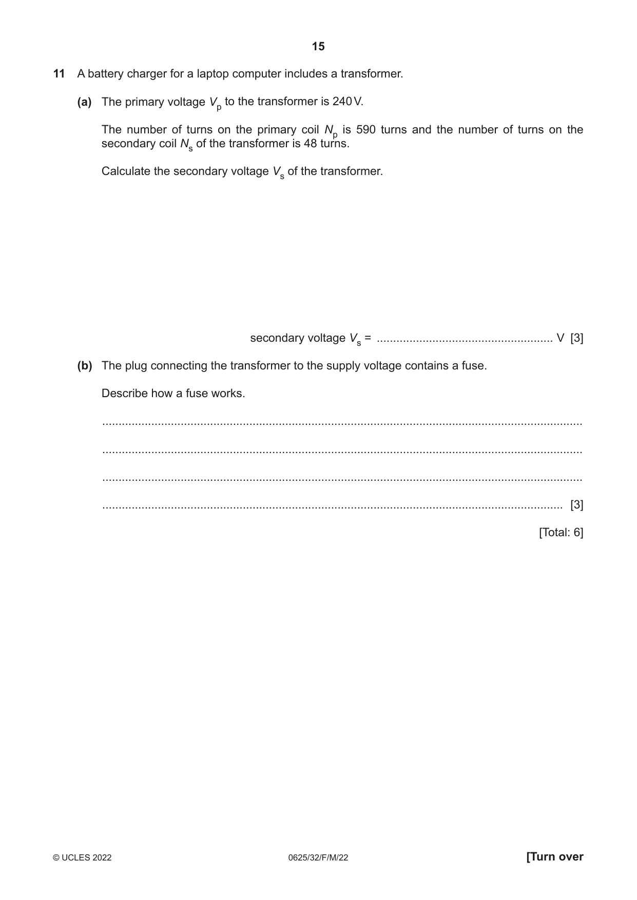 Cambridge IGCSE Physics 0625 2022 Feb/March Paper 3 · Variant 2 question paper, page 15 of 16