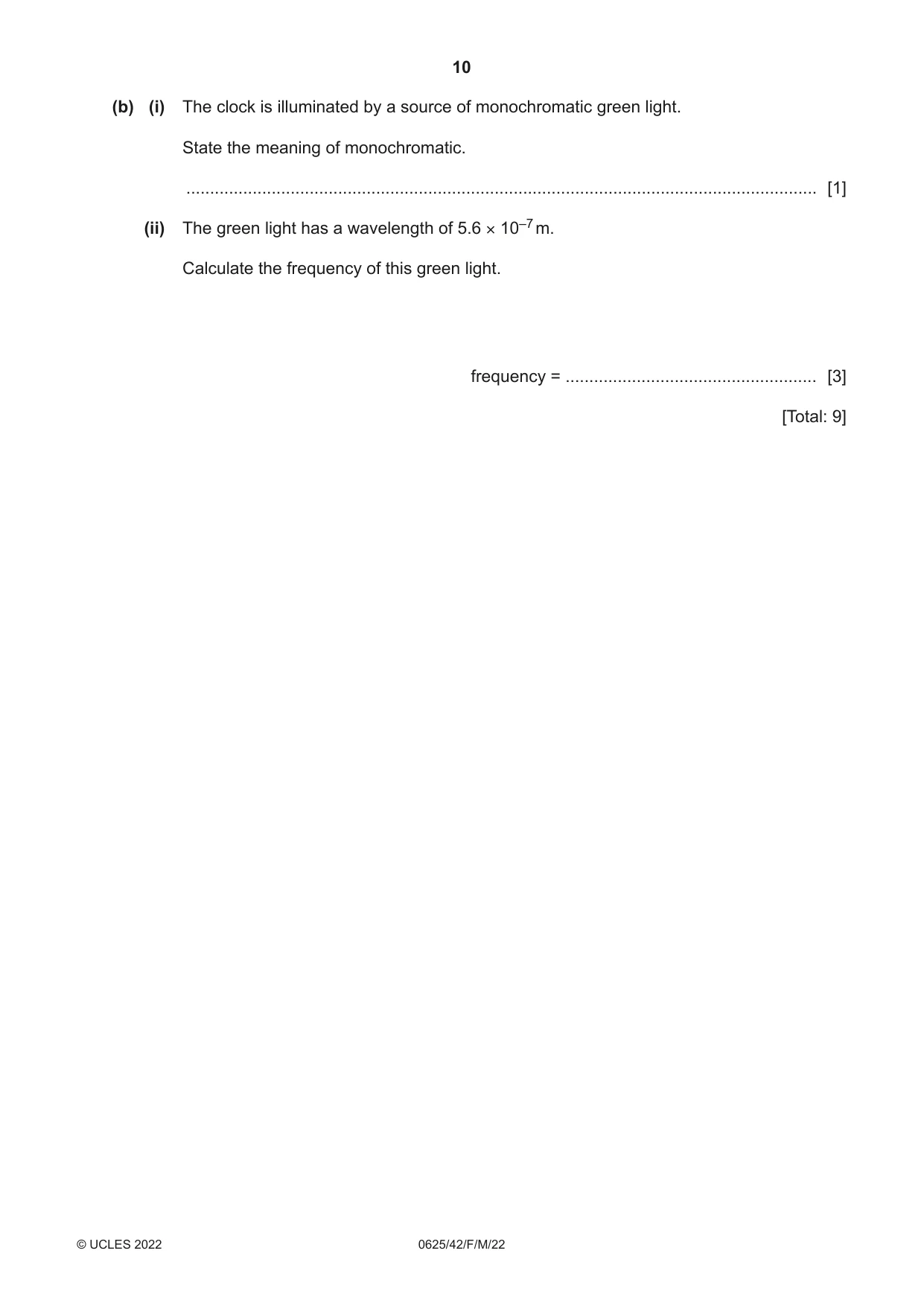Cambridge IGCSE Physics 0625 2022 Feb/March Paper 4 · Variant 2 question paper, page 10 of 16