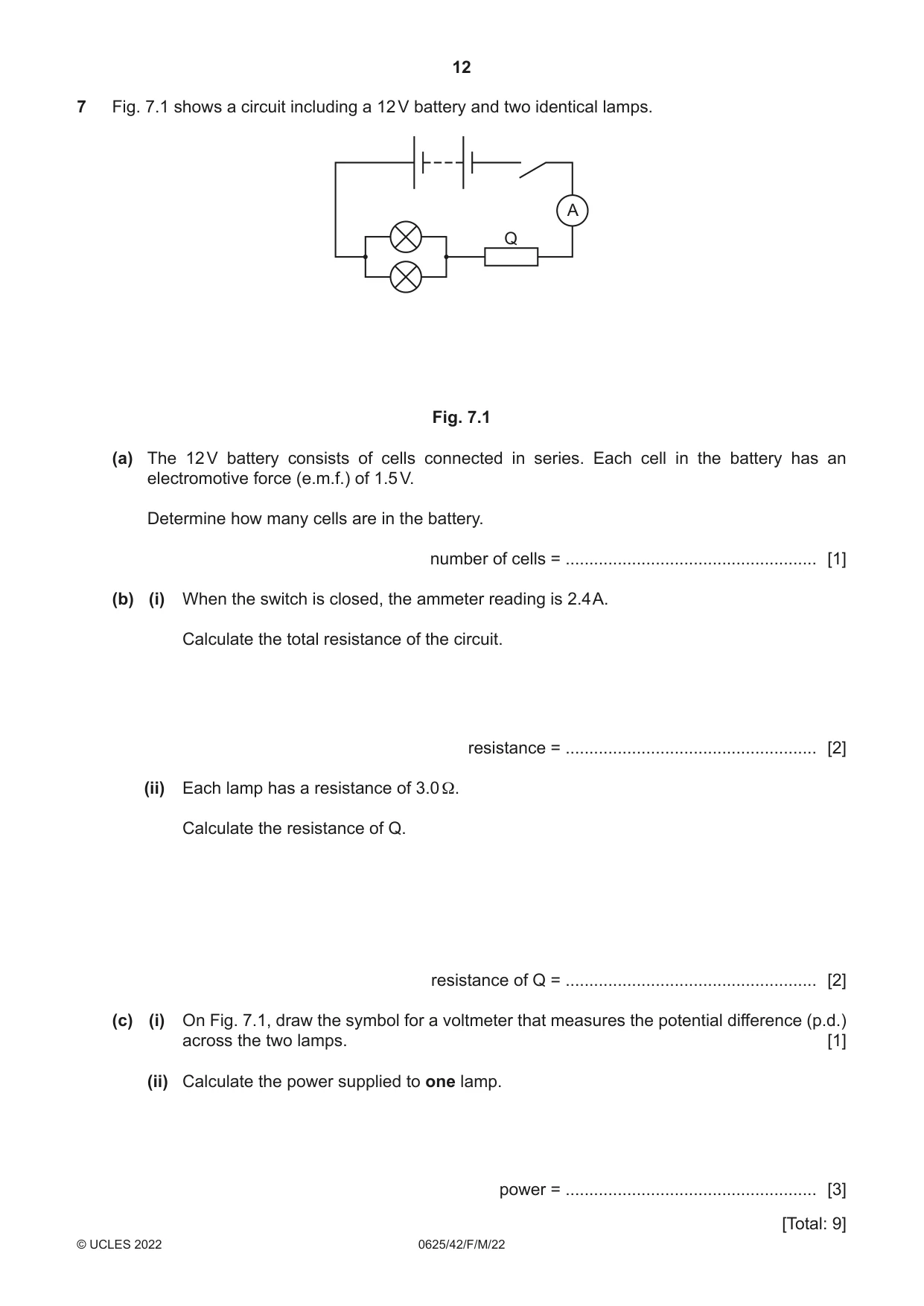 Cambridge IGCSE Physics 0625 2022 Feb/March Paper 4 · Variant 2 question paper, page 12 of 16