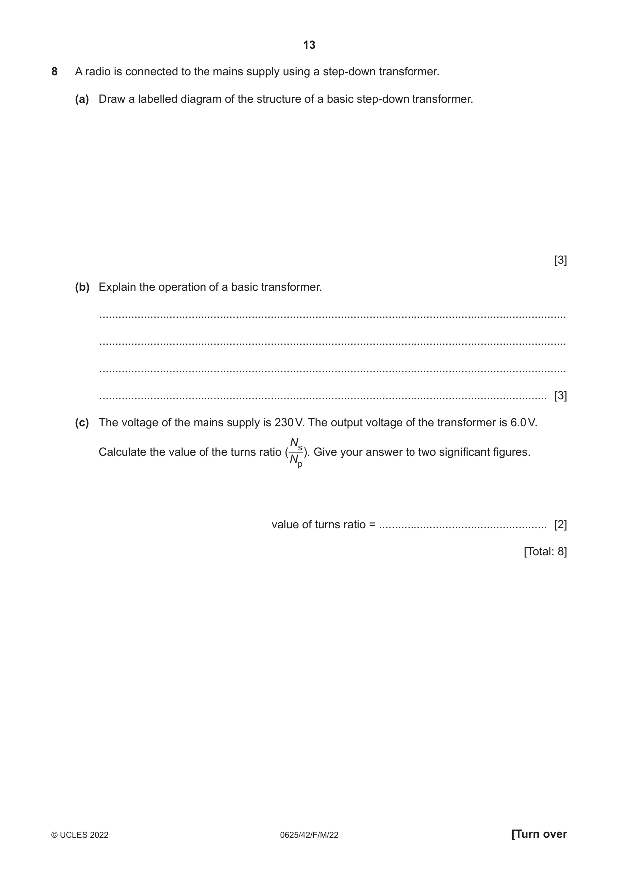 Cambridge IGCSE Physics 0625 2022 Feb/March Paper 4 · Variant 2 question paper, page 13 of 16