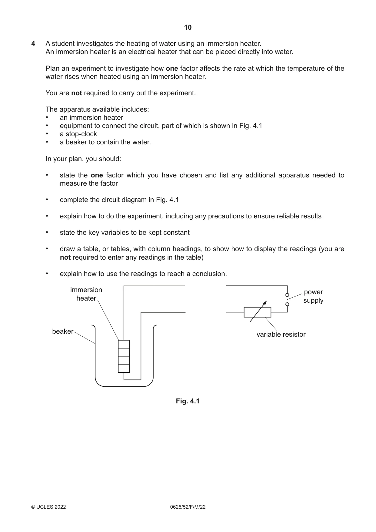 Cambridge IGCSE Physics 0625 2022 Feb/March Paper 5 · Variant 2 question paper, page 10 of 12