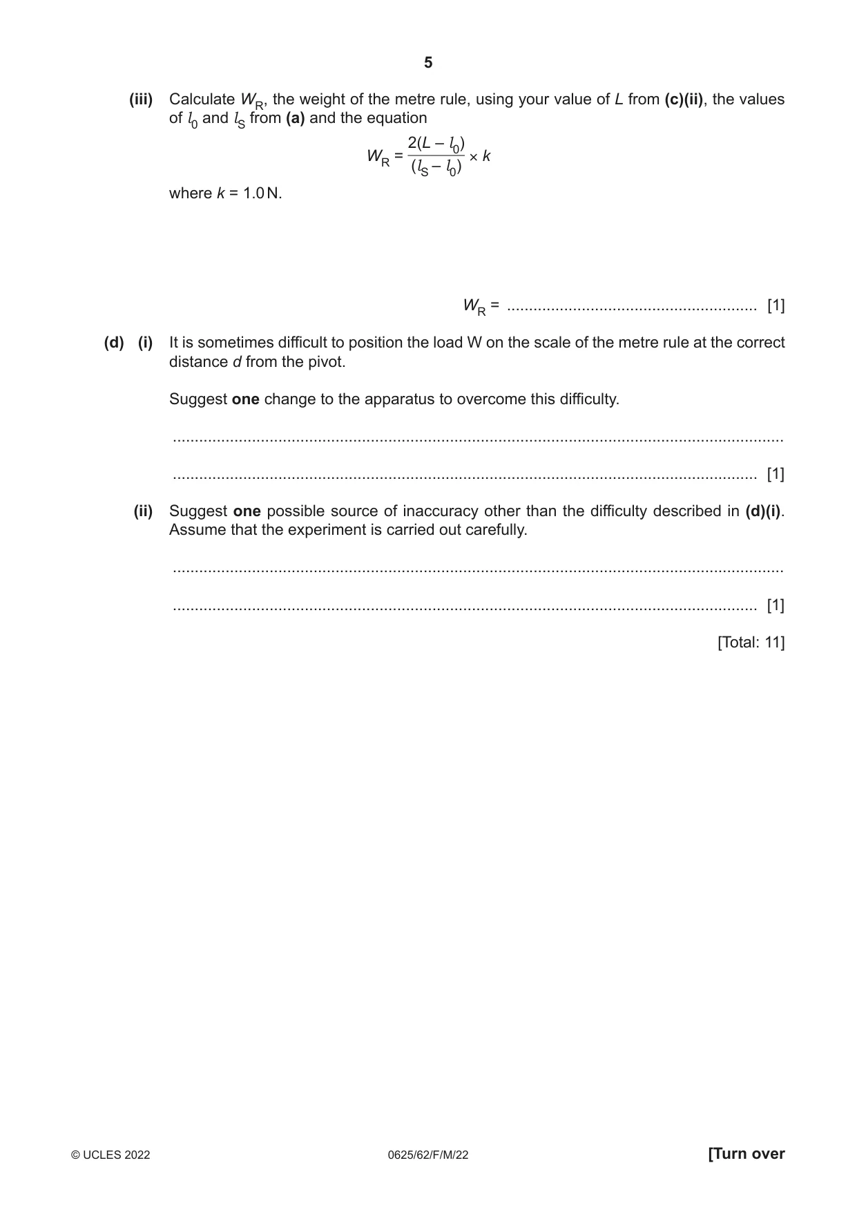 Cambridge IGCSE Physics 0625 2022 Feb/March Paper 6 · Variant 2 question paper, page 5 of 16