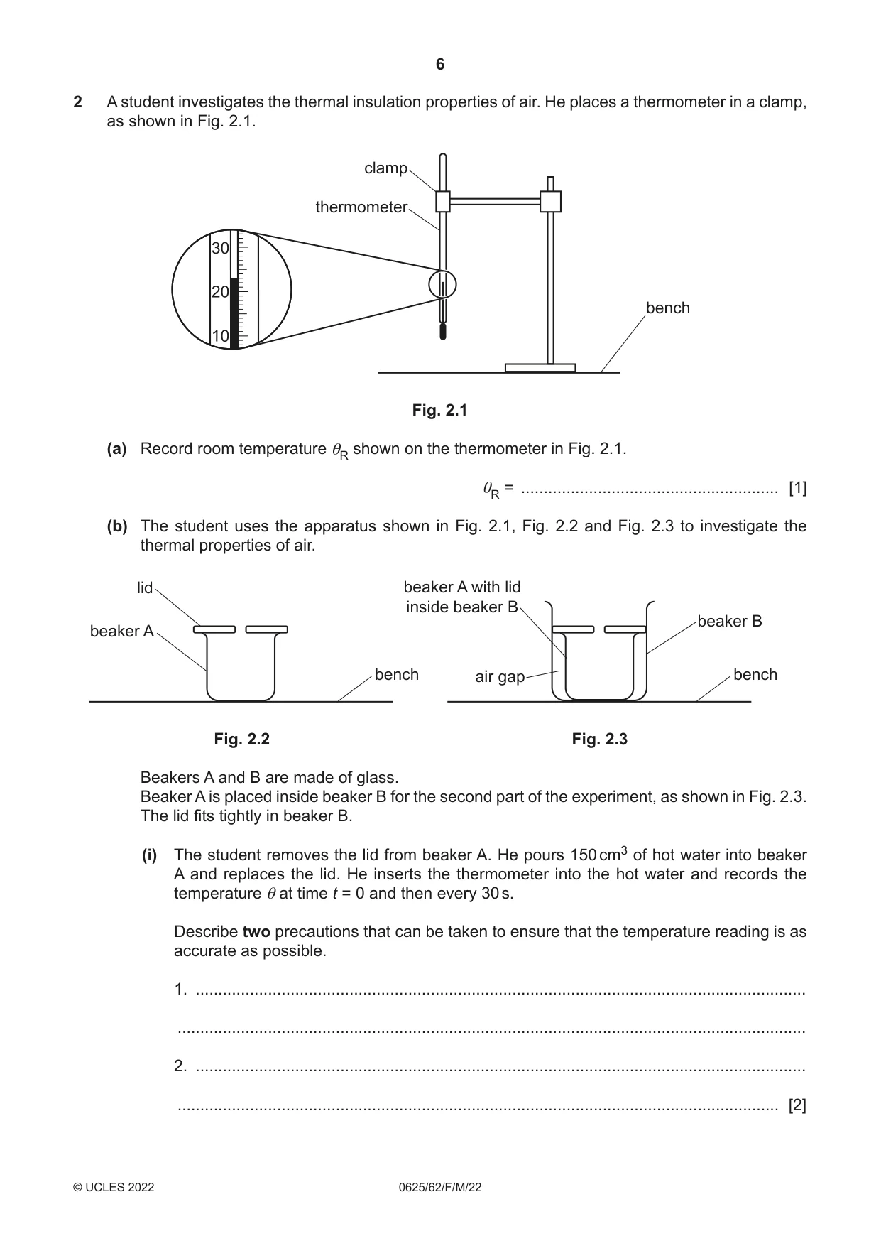 Cambridge IGCSE Physics 0625 2022 Feb/March Paper 6 · Variant 2 question paper, page 6 of 16
