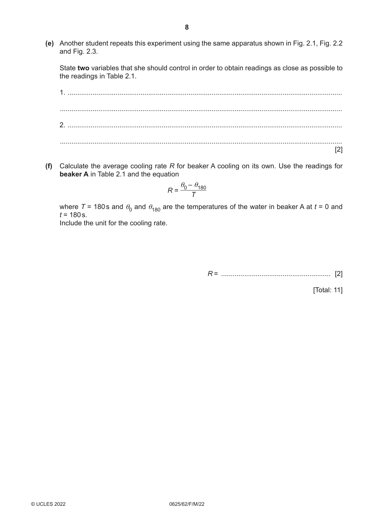 Cambridge IGCSE Physics 0625 2022 Feb/March Paper 6 · Variant 2 question paper, page 8 of 16