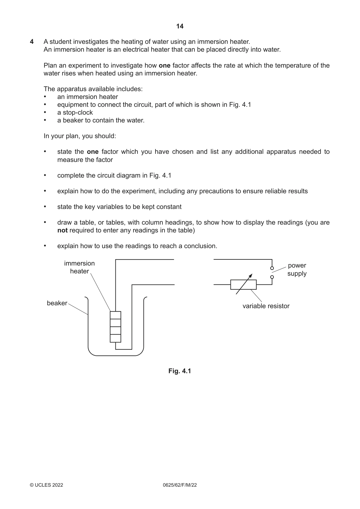 Cambridge IGCSE Physics 0625 2022 Feb/March Paper 6 · Variant 2 question paper, page 14 of 16