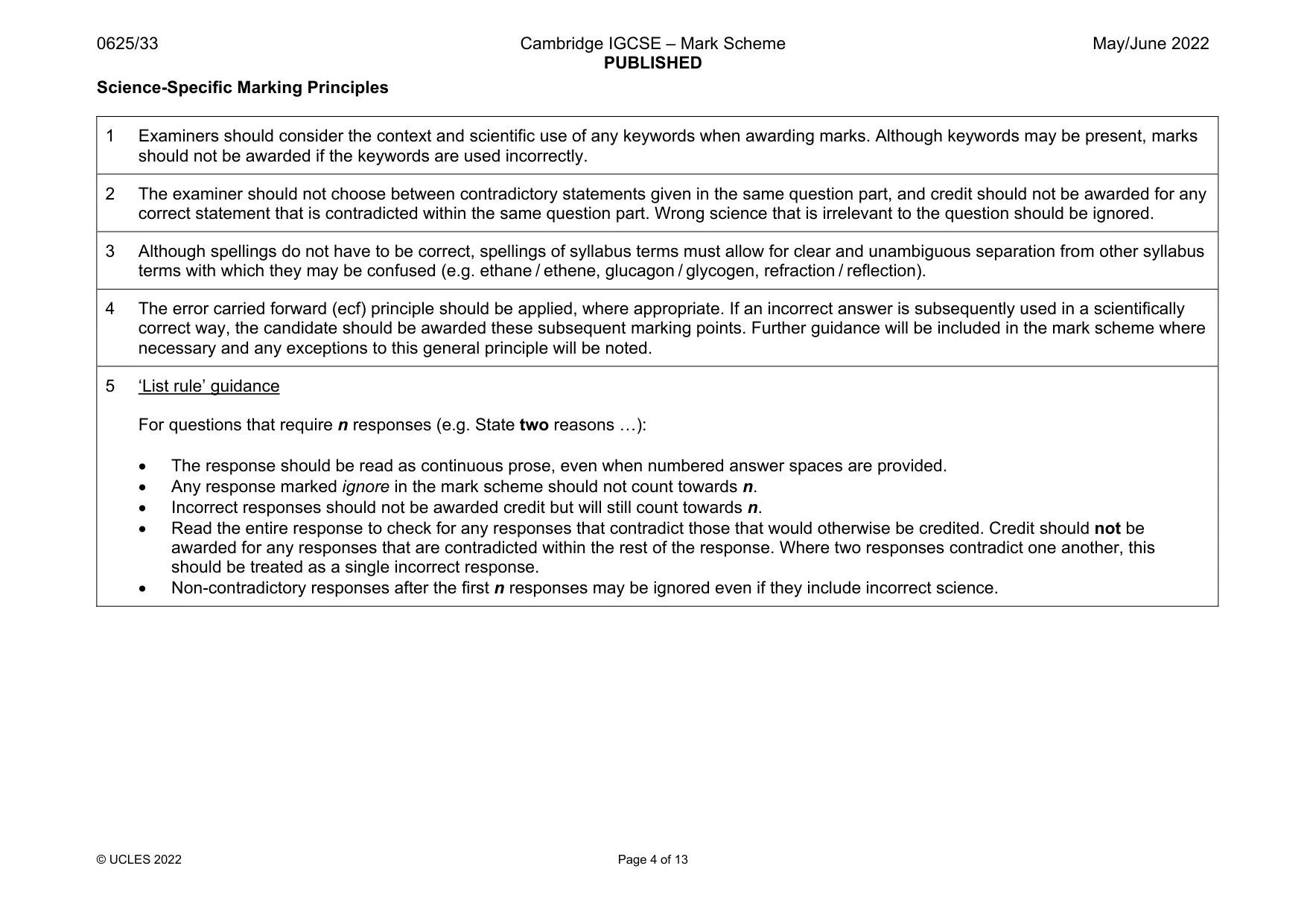 Mark scheme, page 4 of 13
