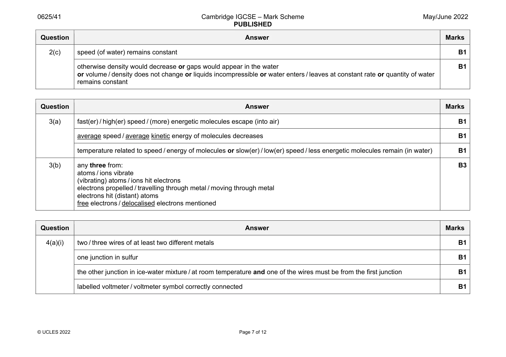 Mark scheme, page 7 of 12