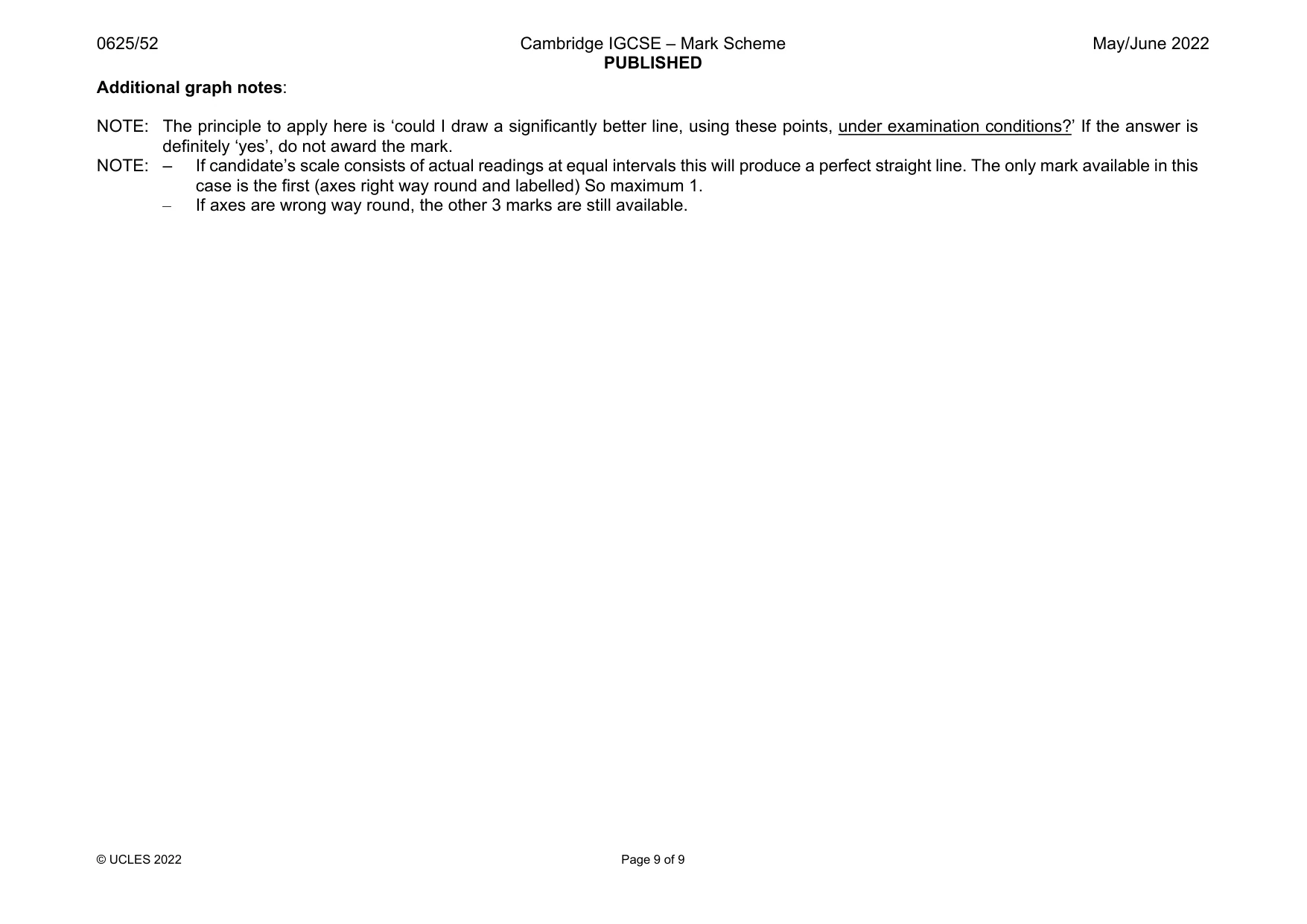 Mark scheme, page 9 of 9