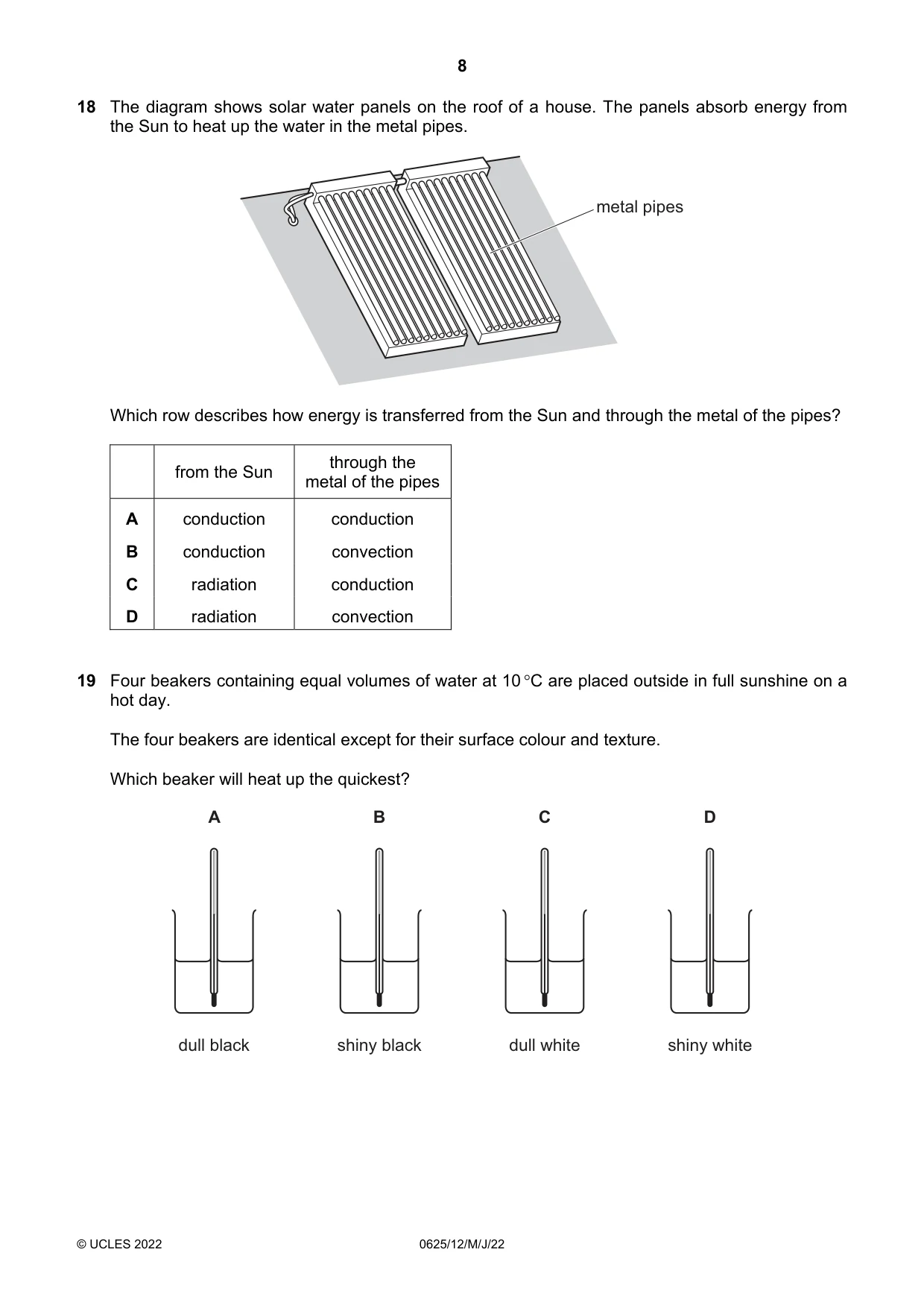 Cambridge IGCSE Physics 0625 2022 May/June Paper 1 · Variant 2 question paper, page 8 of 16