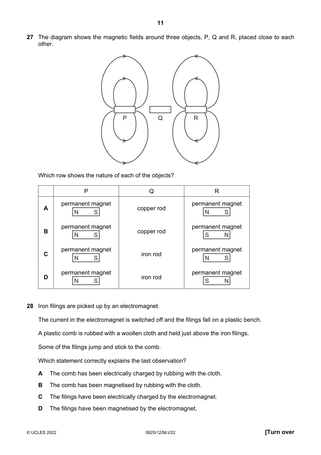 Cambridge IGCSE Physics 0625 2022 May/June Paper 1 · Variant 2 question paper, page 11 of 16