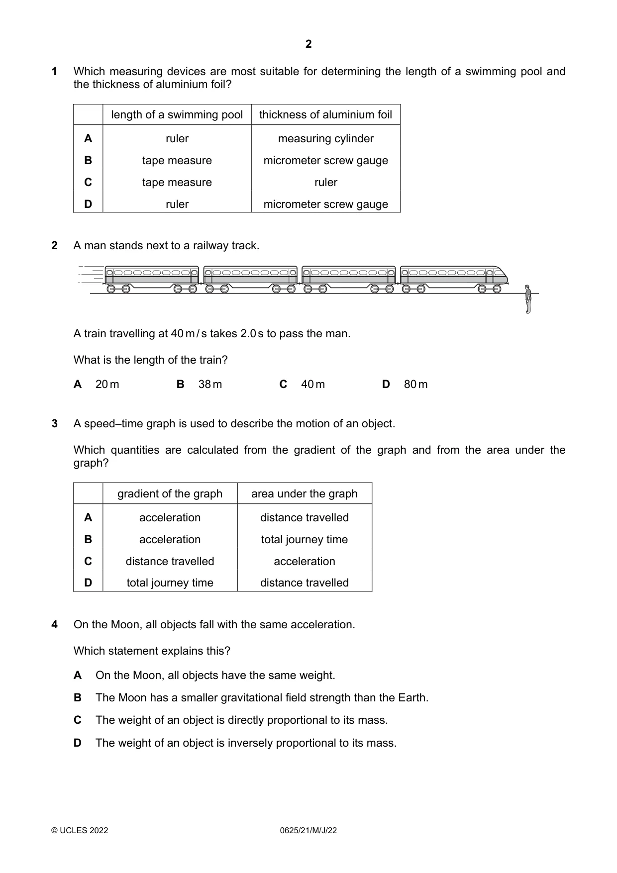 Cambridge IGCSE Physics 0625 2022 May/June Paper 2 · Variant 1 question paper, page 2 of 16