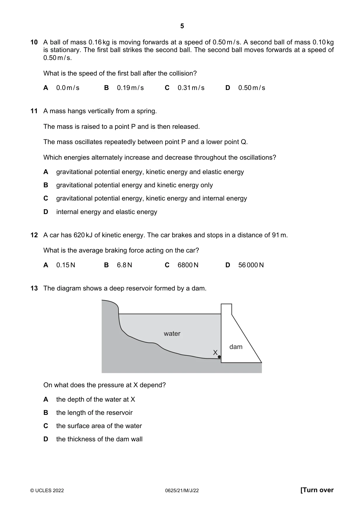 Cambridge IGCSE Physics 0625 2022 May/June Paper 2 · Variant 1 question paper, page 5 of 16