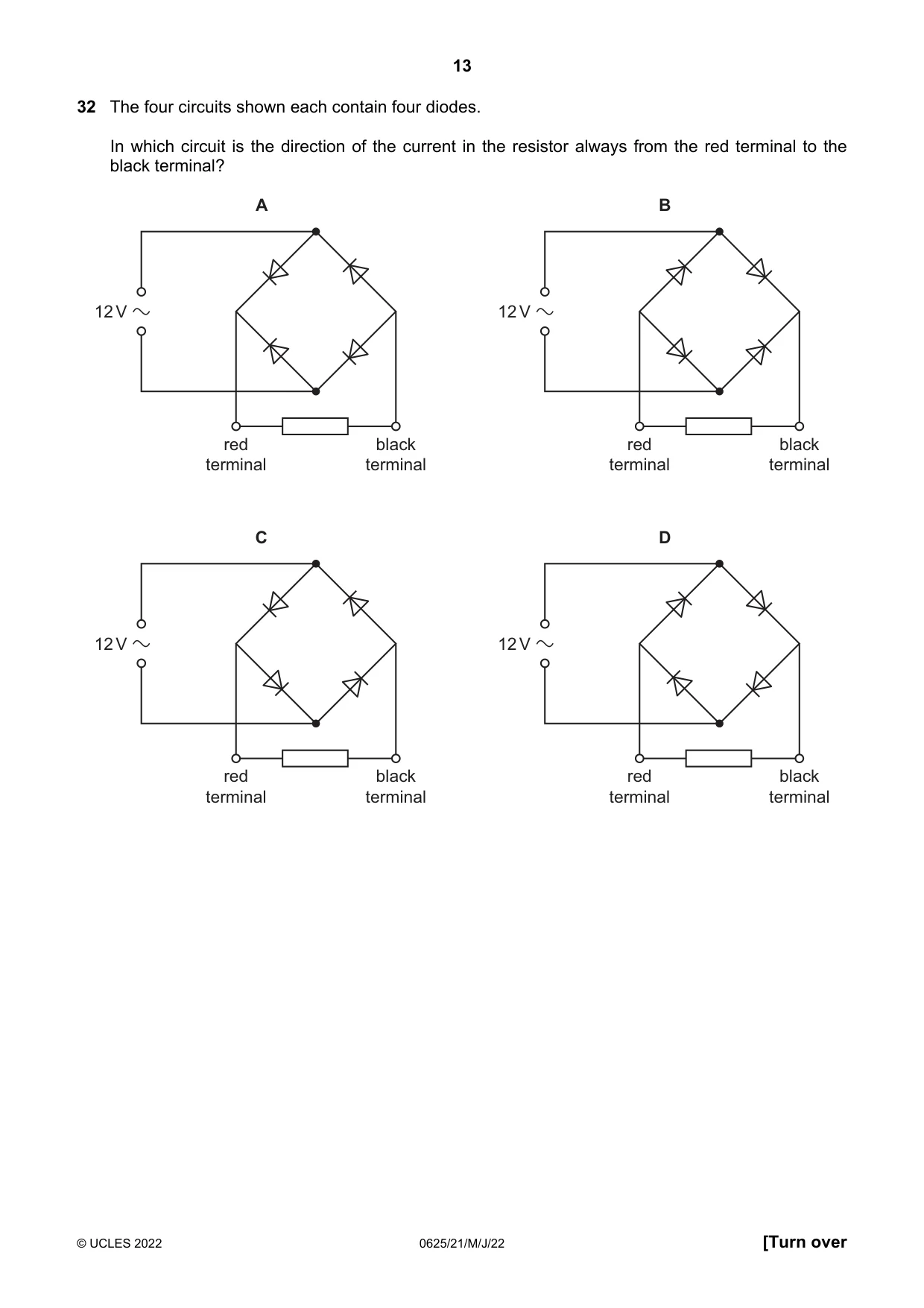 Cambridge IGCSE Physics 0625 2022 May/June Paper 2 · Variant 1 question paper, page 13 of 16