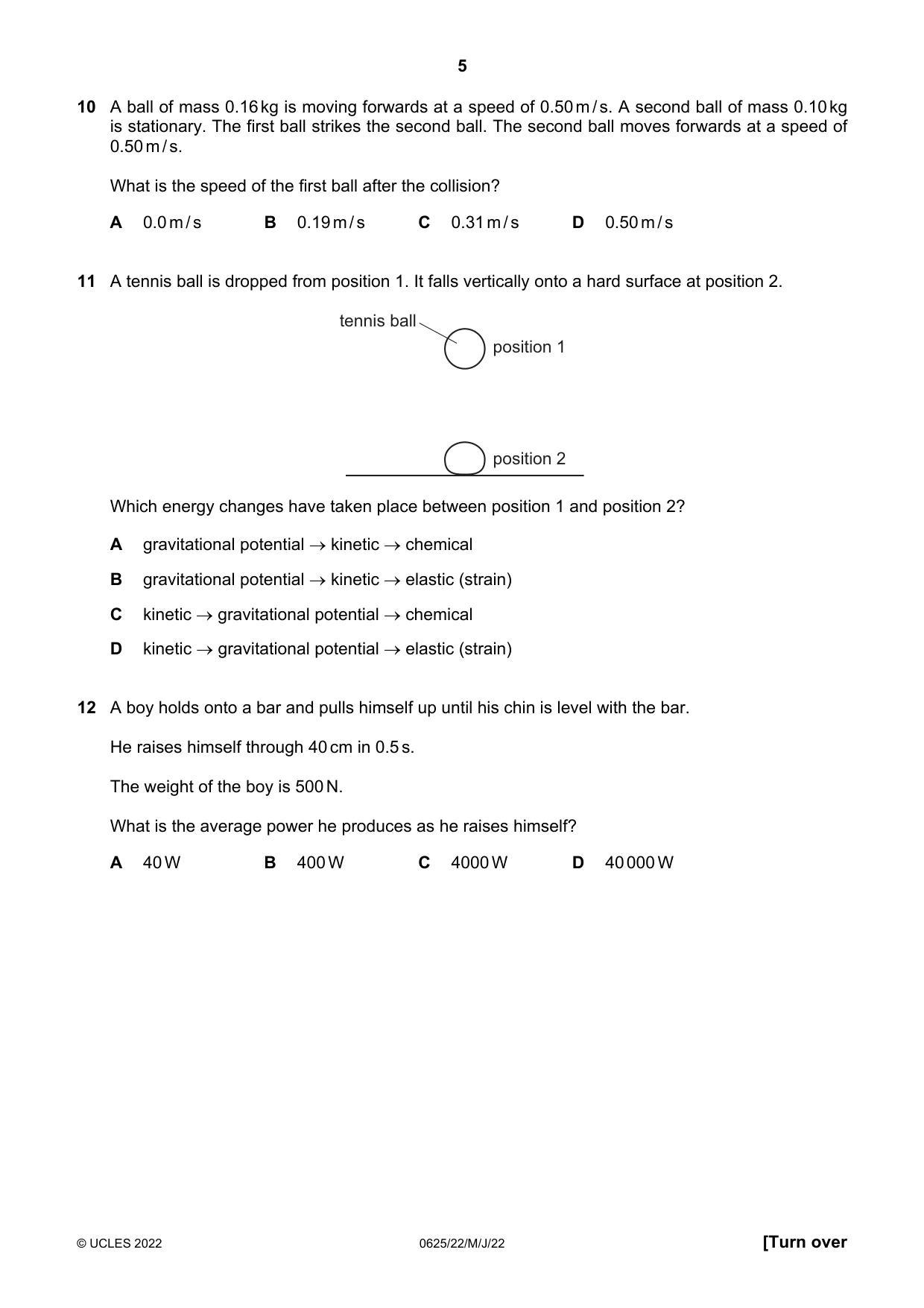 Cambridge IGCSE Physics 0625 2022 May/June Paper 2 · Variant 2 question paper, page 5 of 20