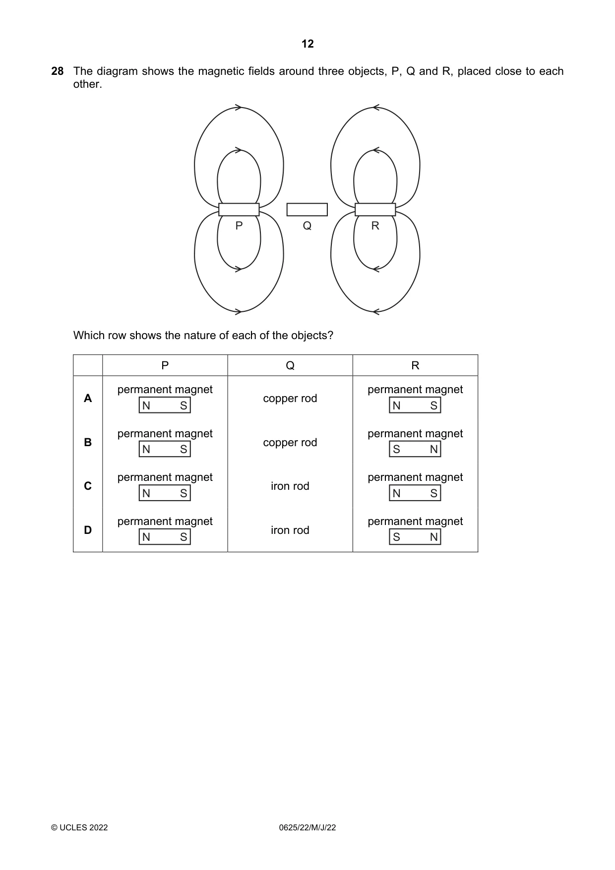 Cambridge IGCSE Physics 0625 2022 May/June Paper 2 · Variant 2 question paper, page 12 of 20