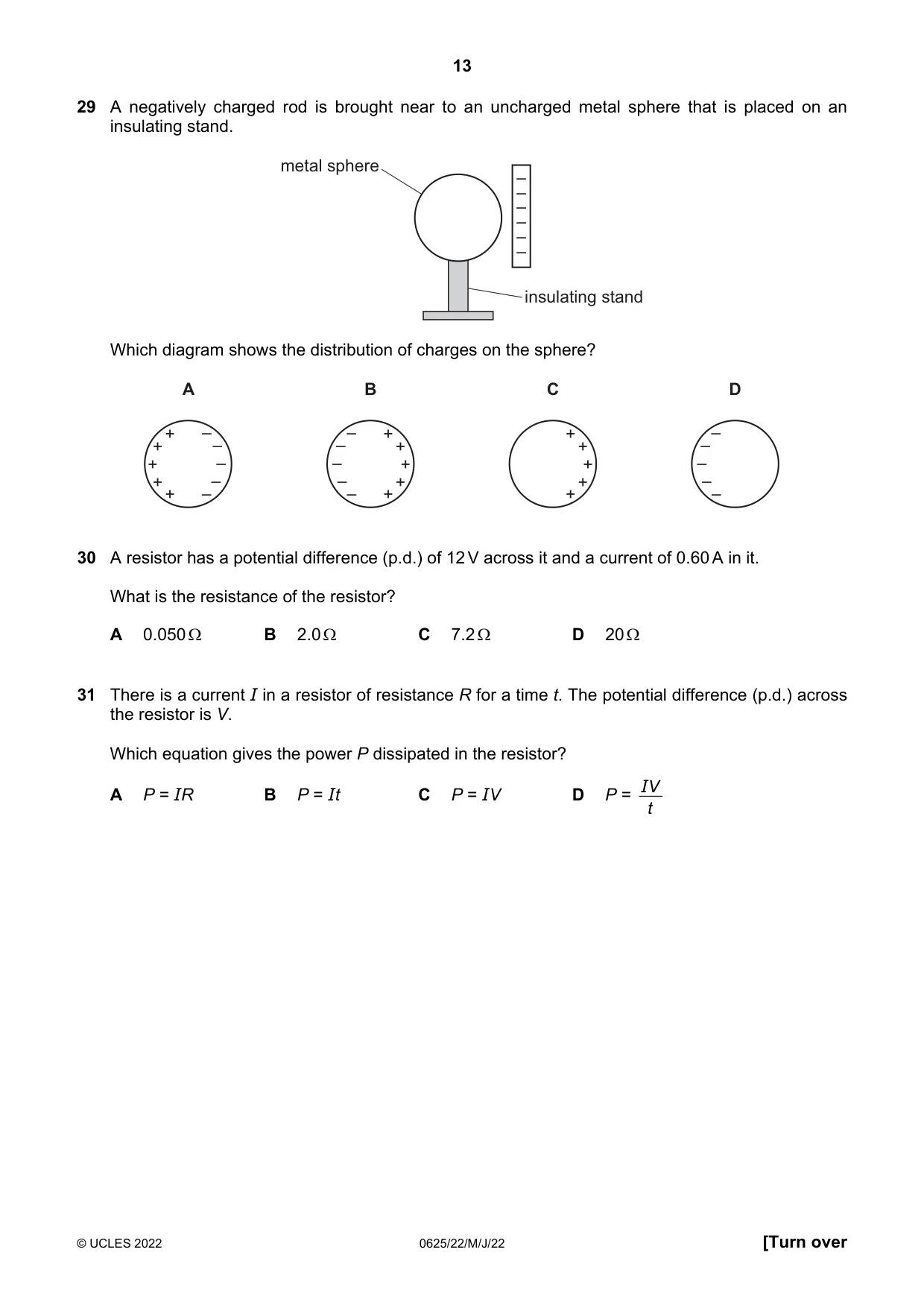 Cambridge IGCSE Physics 0625 2022 May/June Paper 2 · Variant 2 question paper, page 13 of 20