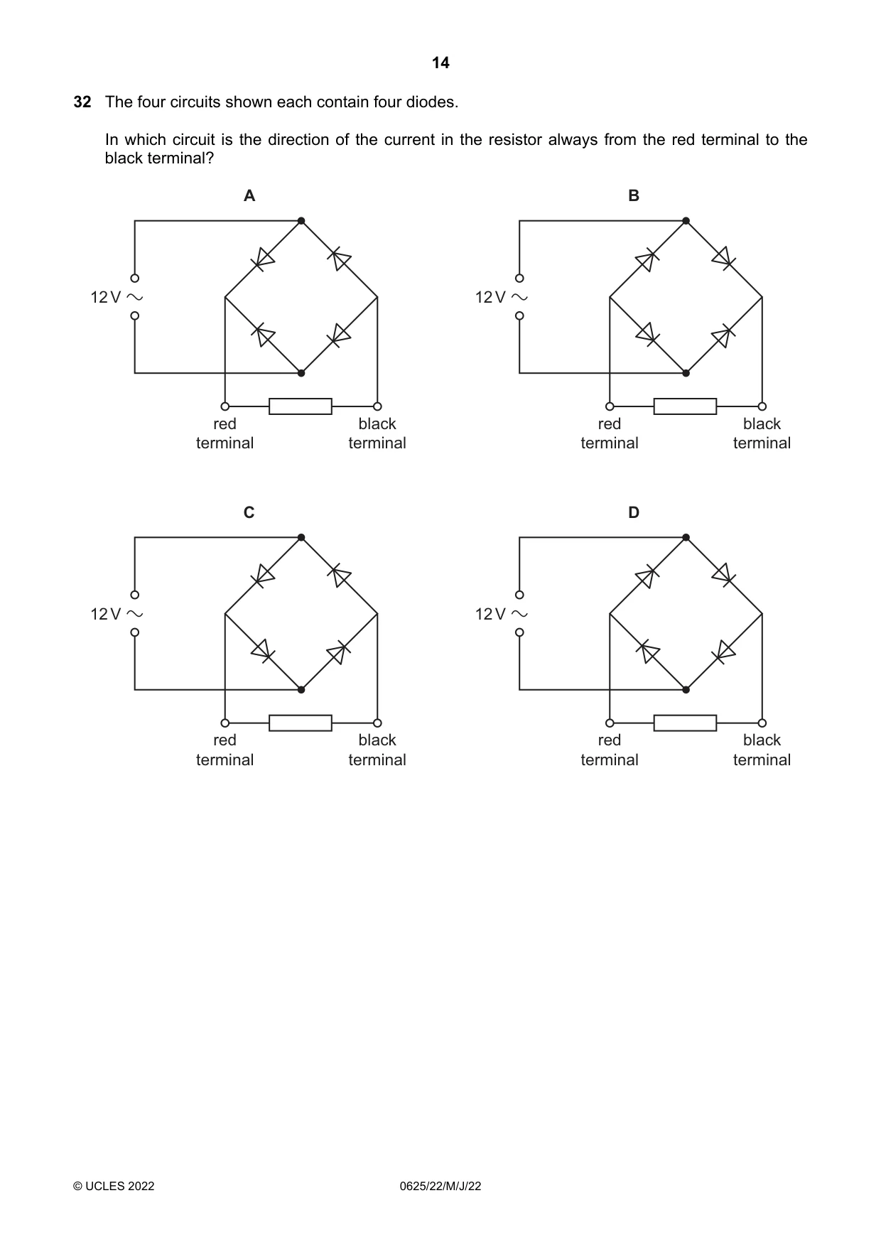 Cambridge IGCSE Physics 0625 2022 May/June Paper 2 · Variant 2 question paper, page 14 of 20