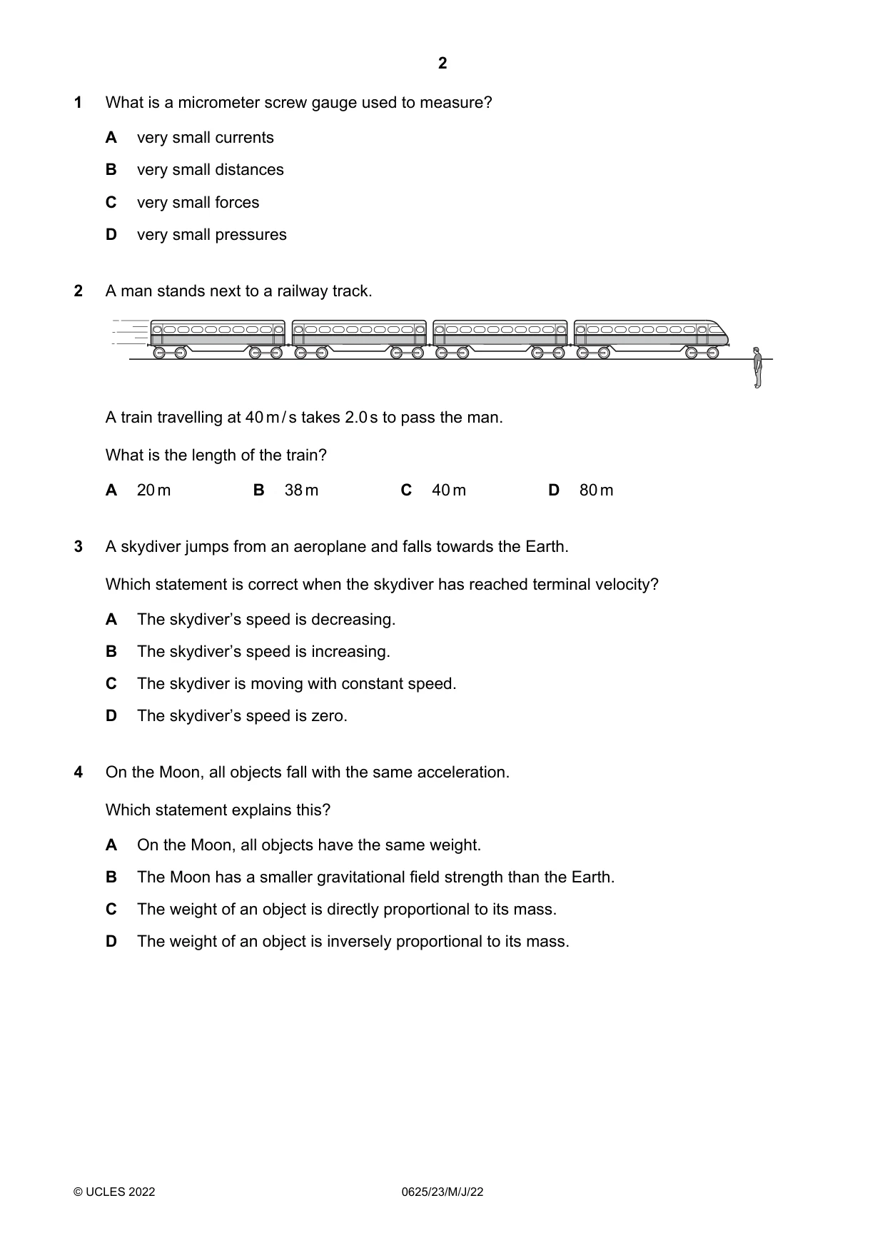 Cambridge IGCSE Physics 0625 2022 May/June Paper 2 · Variant 3 question paper, page 2 of 20
