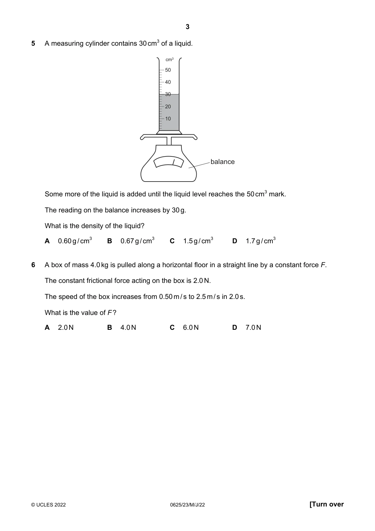 Cambridge IGCSE Physics 0625 2022 May/June Paper 2 · Variant 3 question paper, page 3 of 20