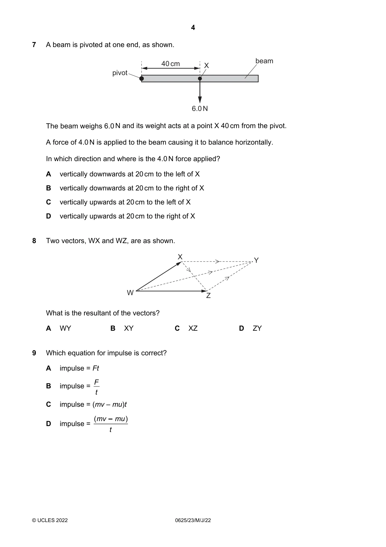 Cambridge IGCSE Physics 0625 2022 May/June Paper 2 · Variant 3 question paper, page 4 of 20