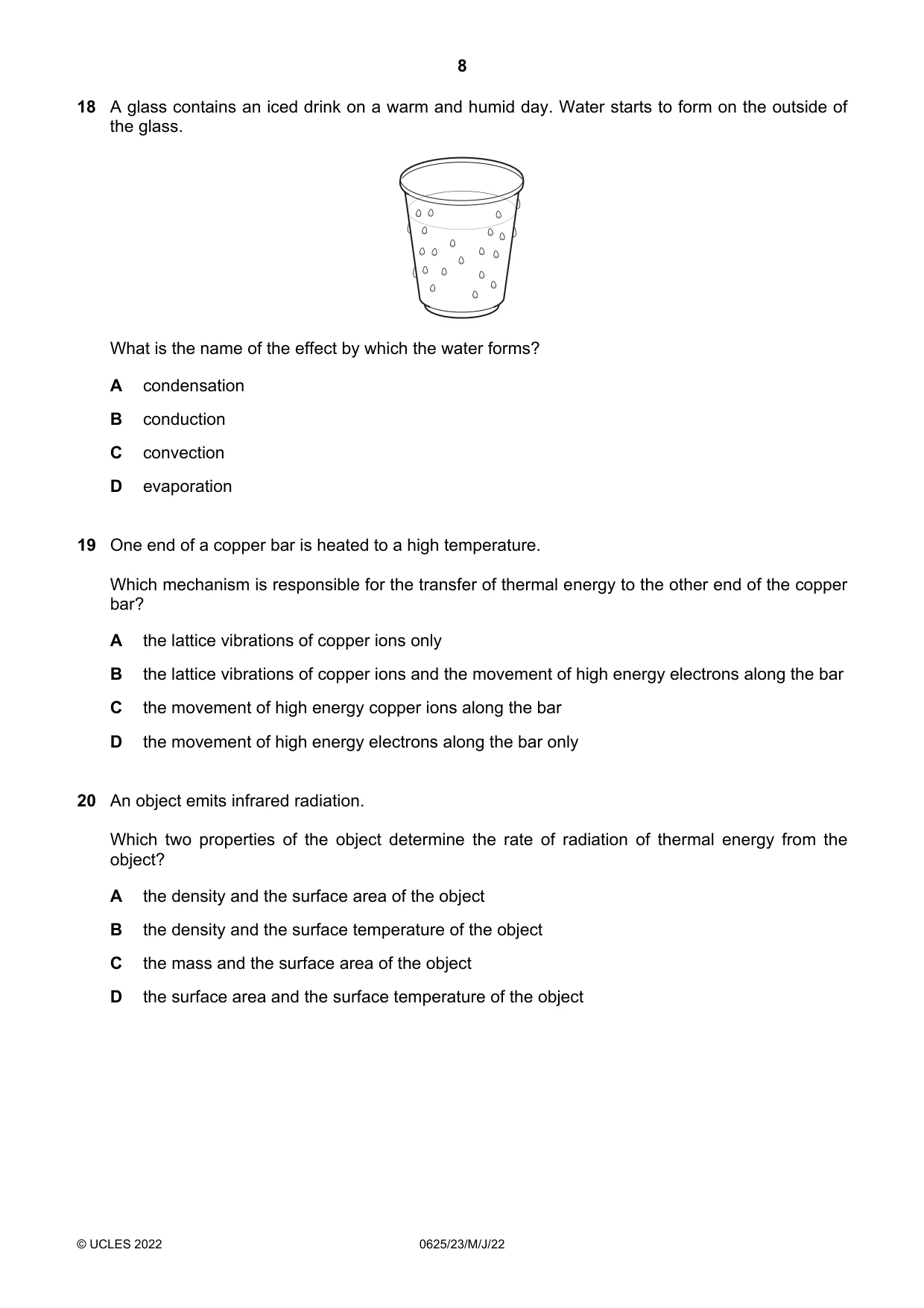 Cambridge IGCSE Physics 0625 2022 May/June Paper 2 · Variant 3 question paper, page 8 of 20