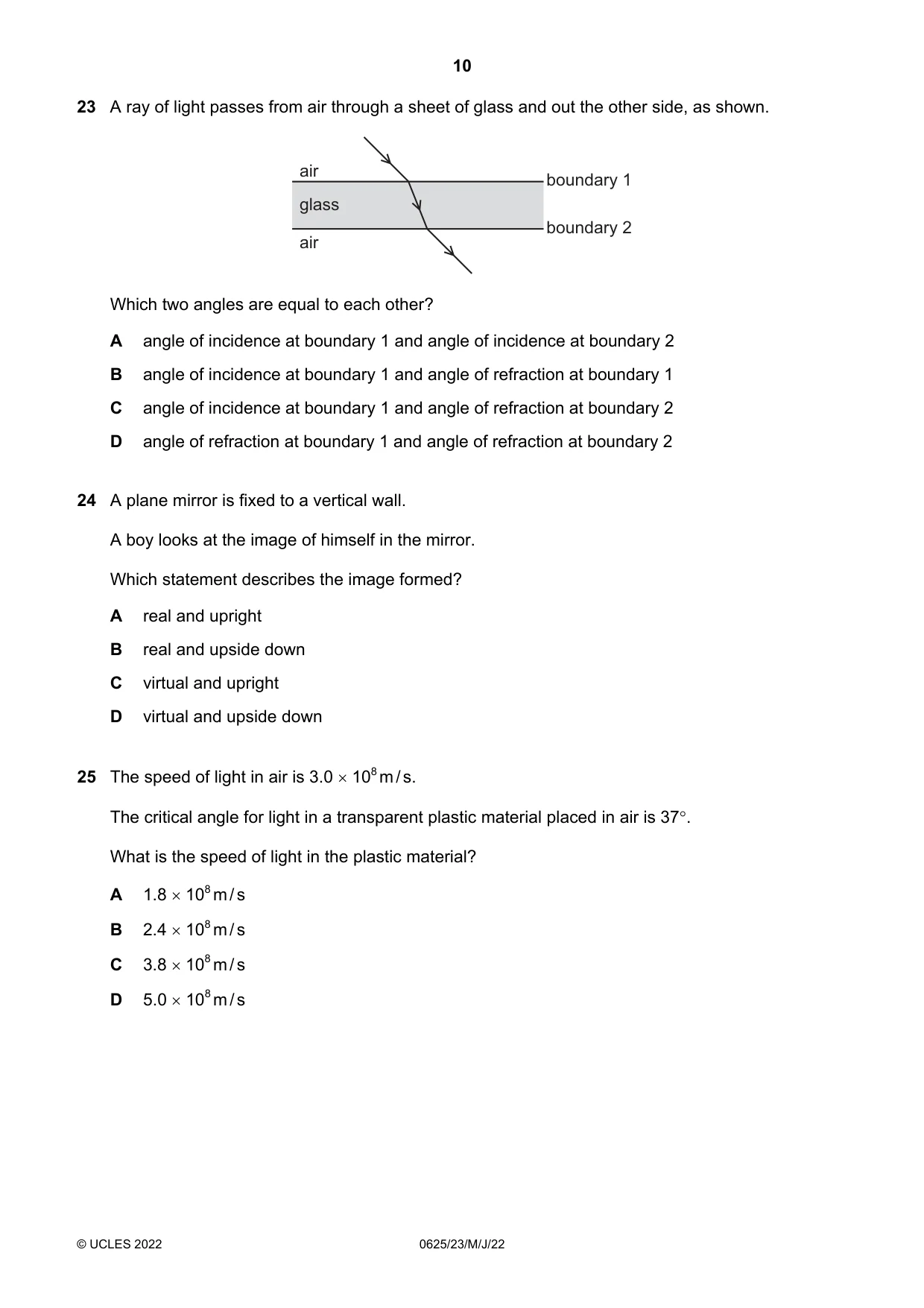 Cambridge IGCSE Physics 0625 2022 May/June Paper 2 · Variant 3 question paper, page 10 of 20