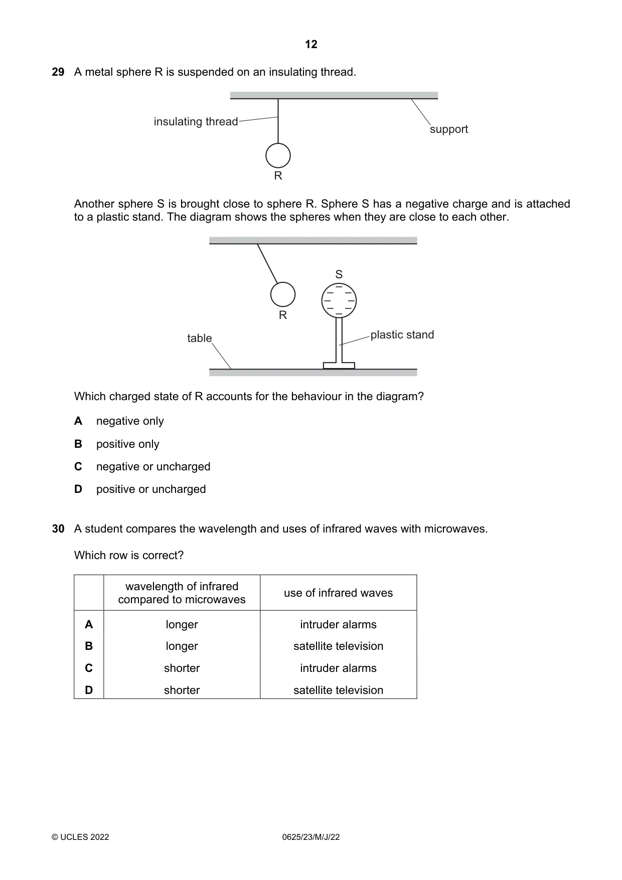 Cambridge IGCSE Physics 0625 2022 May/June Paper 2 · Variant 3 question paper, page 12 of 20