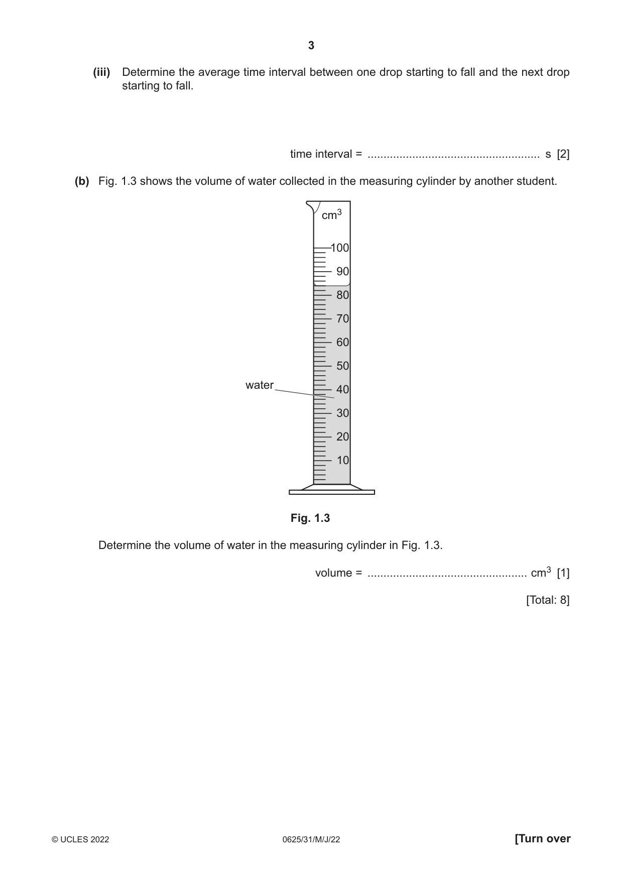 Cambridge IGCSE Physics 0625 2022 May/June Paper 3 · Variant 1 question paper, page 3 of 16