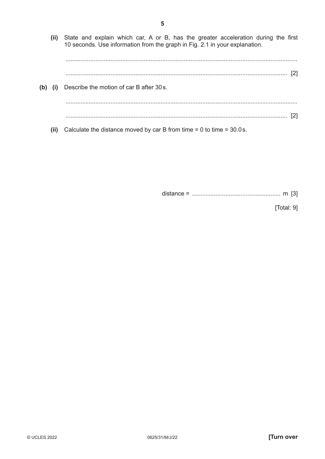 Cambridge IGCSE Physics 0625 2022 May/June Paper 3 · Variant 1 question paper, page 5 of 16