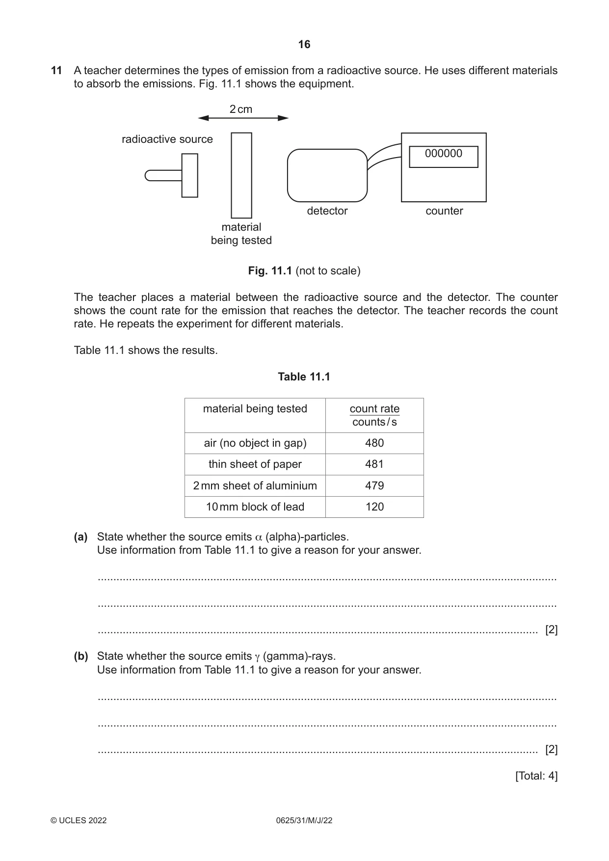 Cambridge IGCSE Physics 0625 2022 May/June Paper 3 · Variant 1 question paper, page 16 of 16