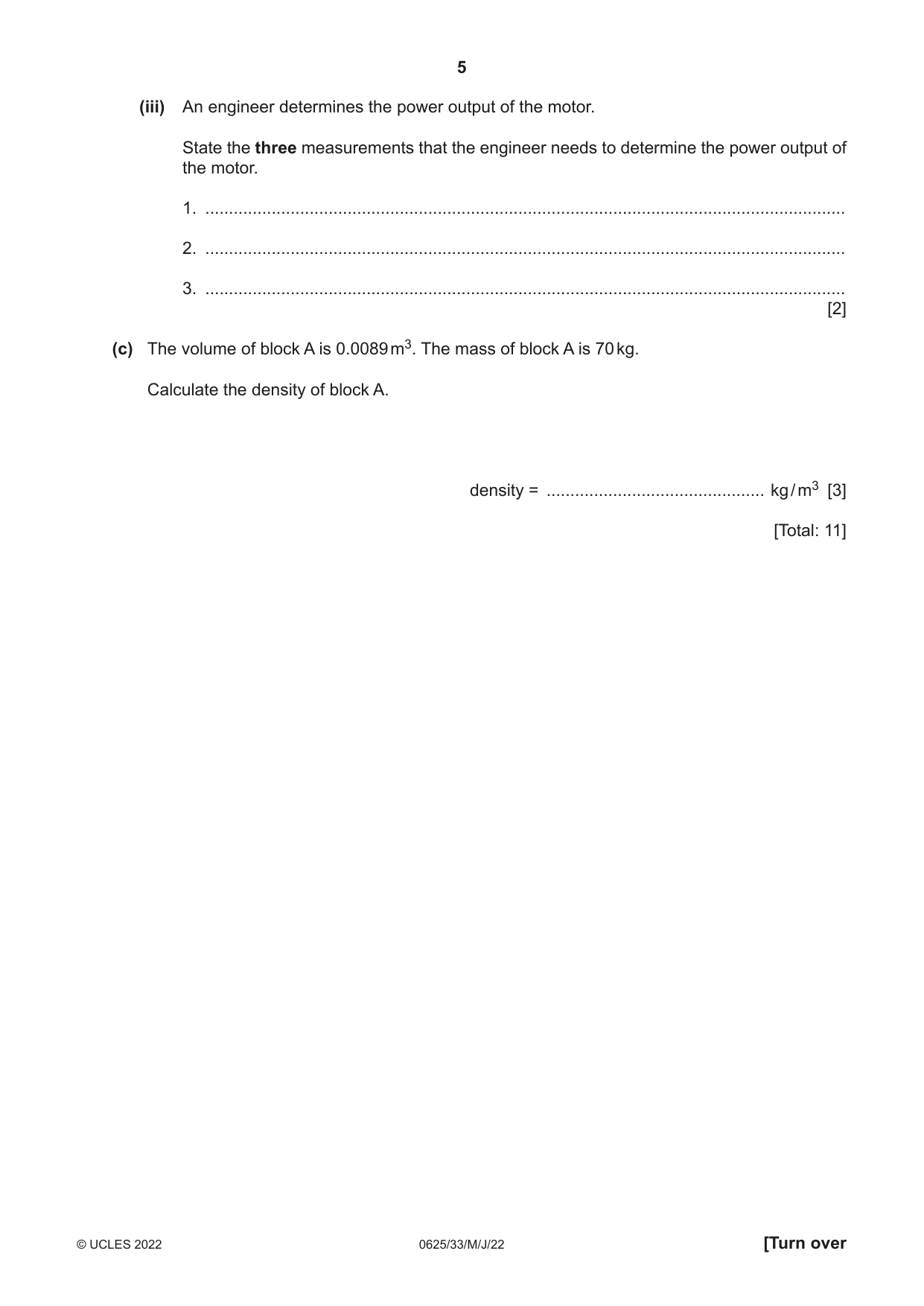 Cambridge IGCSE Physics 0625 2022 May/June Paper 3 · Variant 3 question paper, page 5 of 16