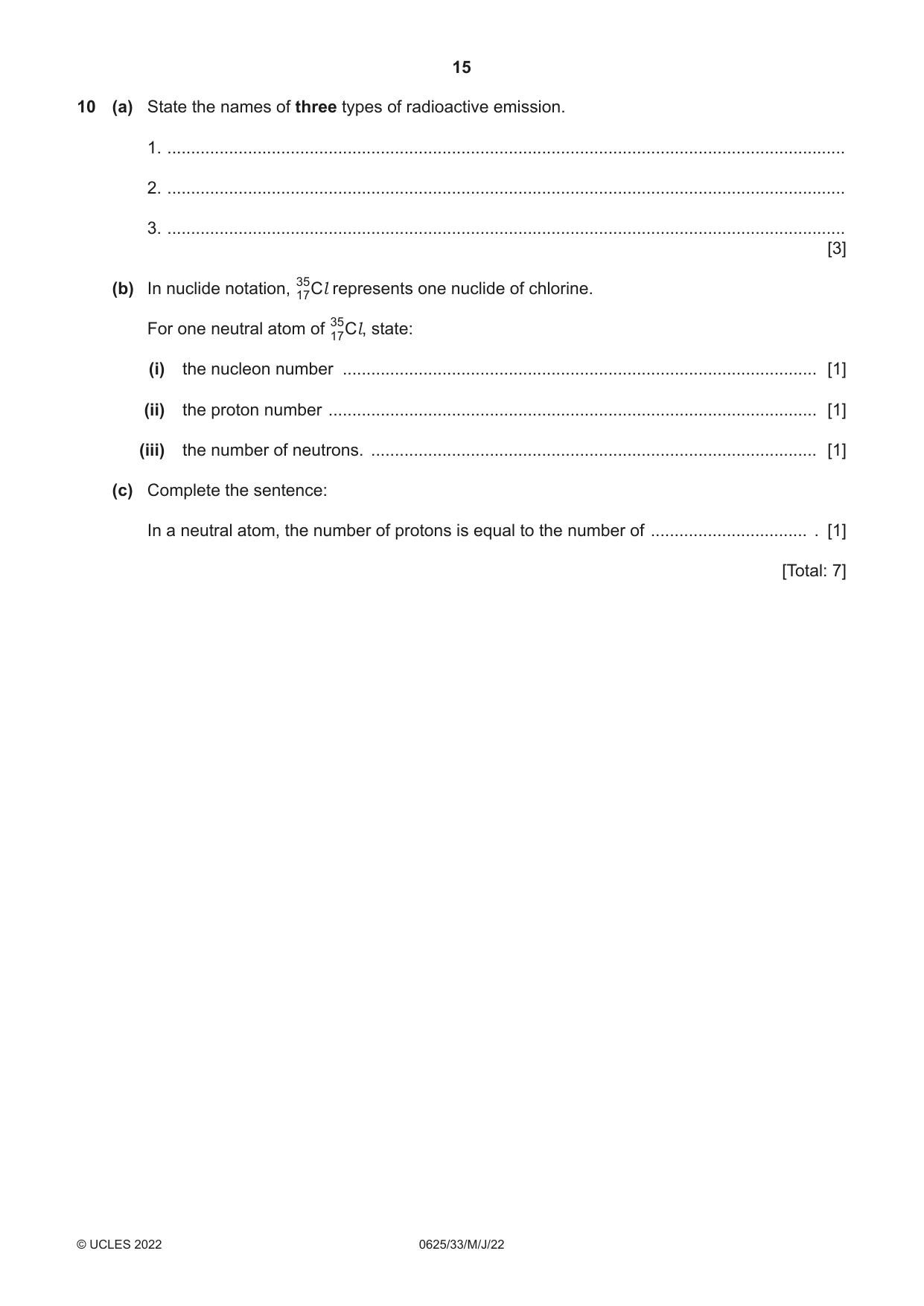 Cambridge IGCSE Physics 0625 2022 May/June Paper 3 · Variant 3 question paper, page 15 of 16