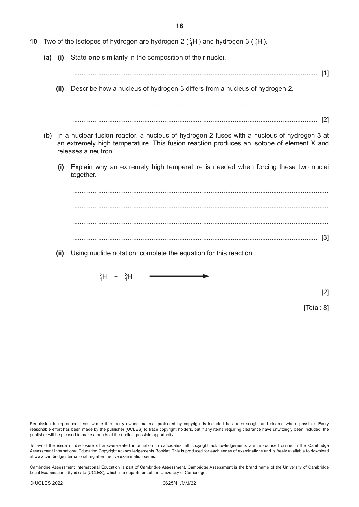 Cambridge IGCSE Physics 0625 2022 May/June Paper 4 · Variant 1 question paper, page 16 of 16