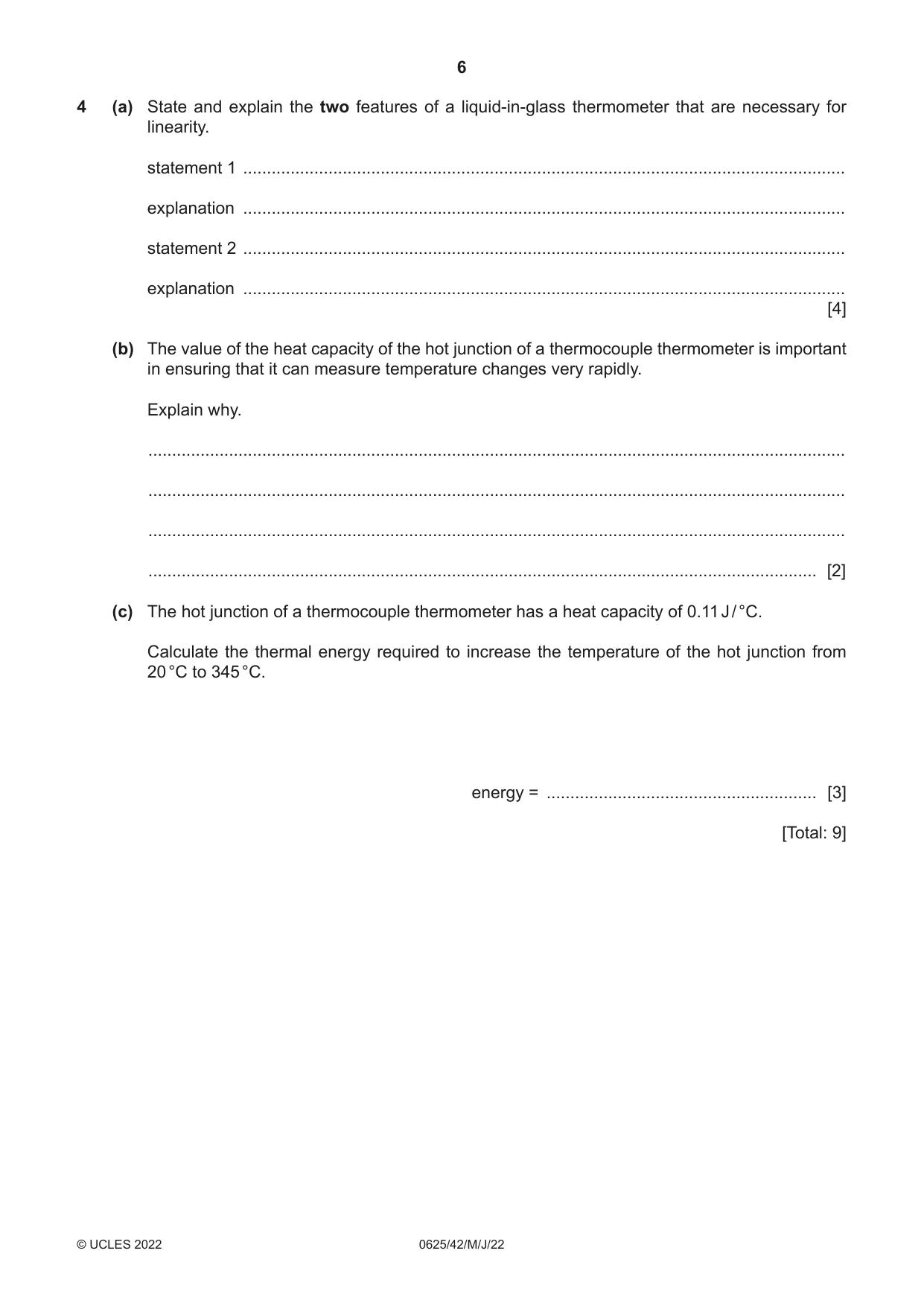 Cambridge IGCSE Physics 0625 2022 May/June Paper 4 · Variant 2 question paper, page 6 of 16