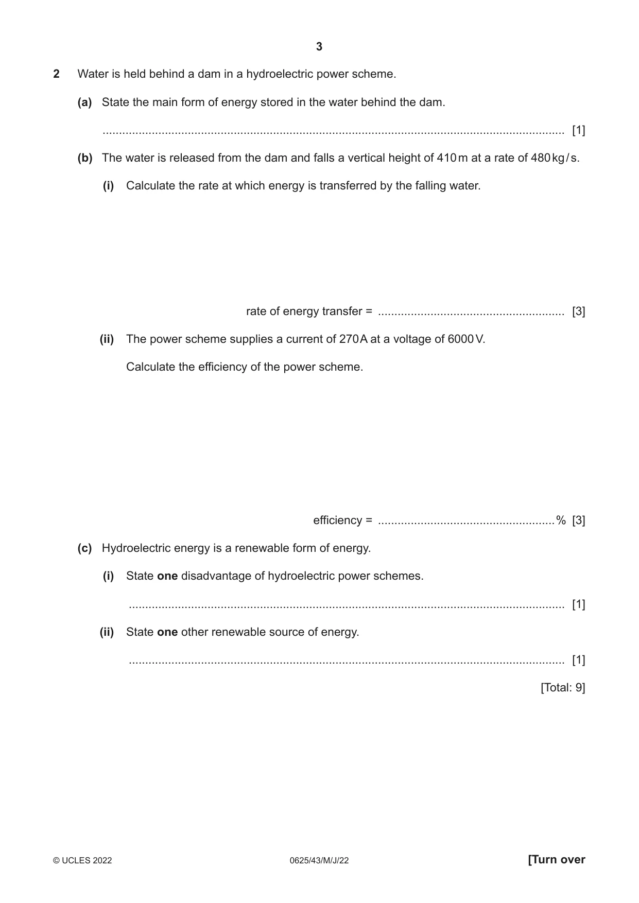 Cambridge IGCSE Physics 0625 2022 May/June Paper 4 · Variant 3 question paper, page 3 of 16