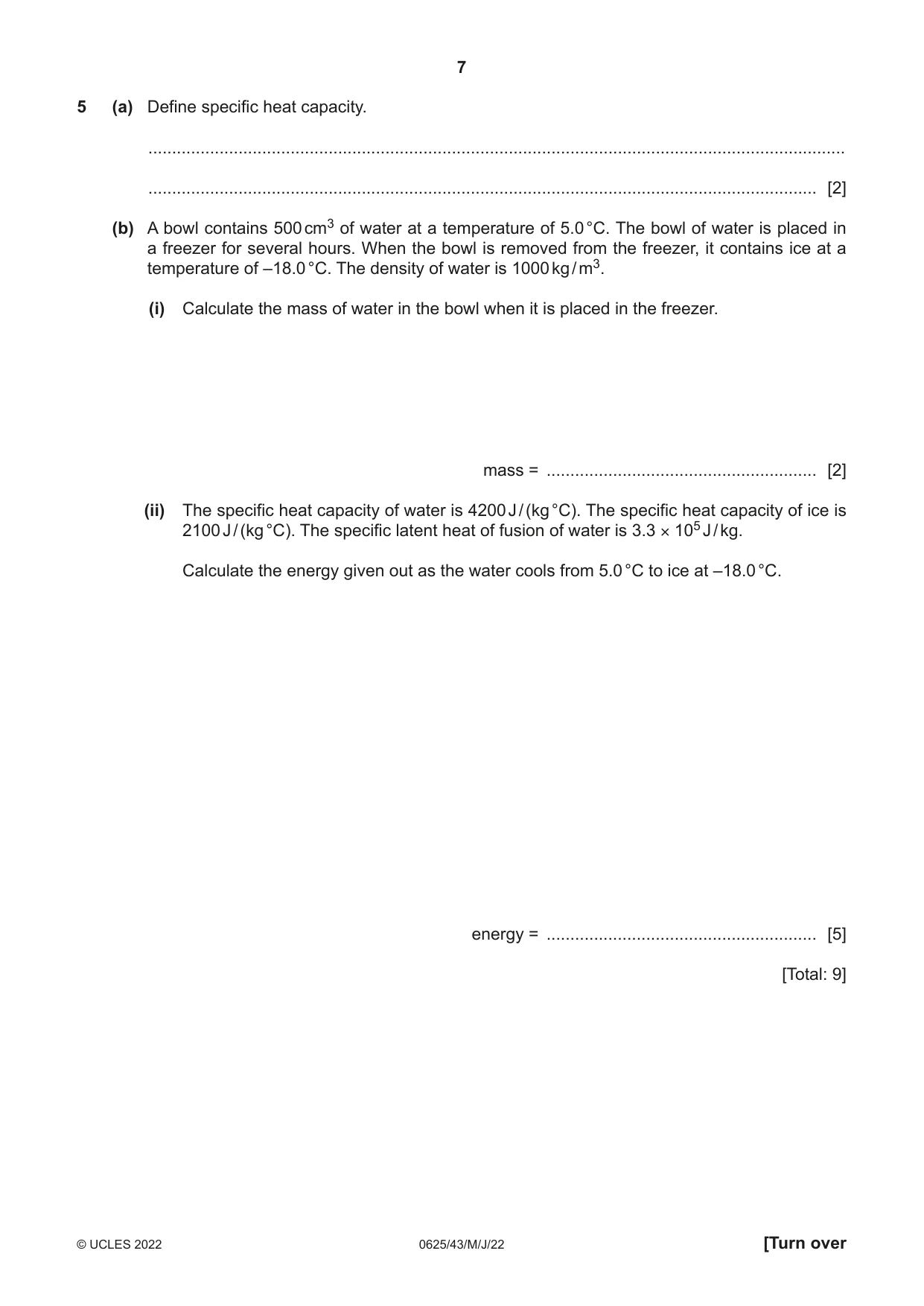 Cambridge IGCSE Physics 0625 2022 May/June Paper 4 · Variant 3 question paper, page 7 of 16