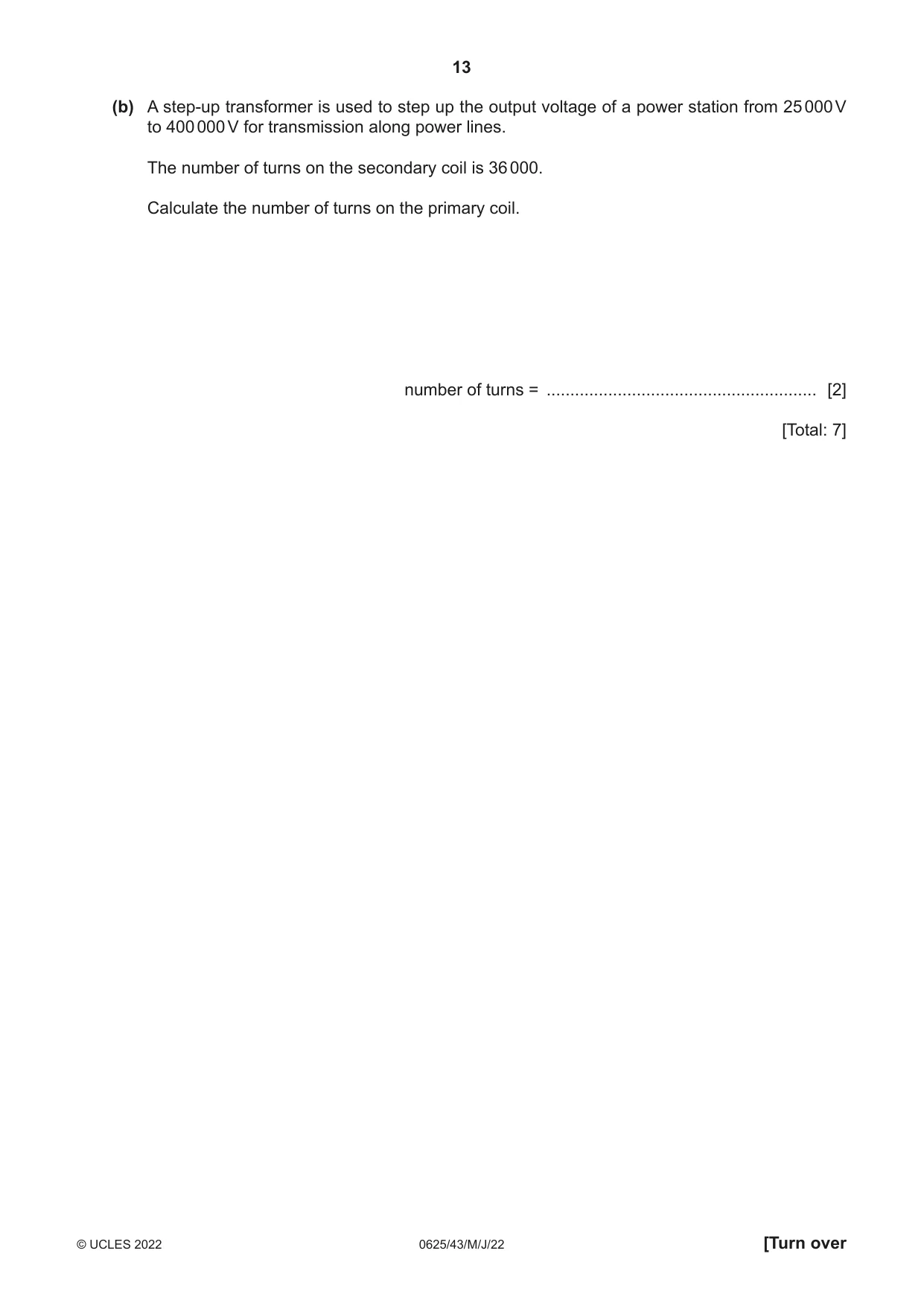 Cambridge IGCSE Physics 0625 2022 May/June Paper 4 · Variant 3 question paper, page 13 of 16