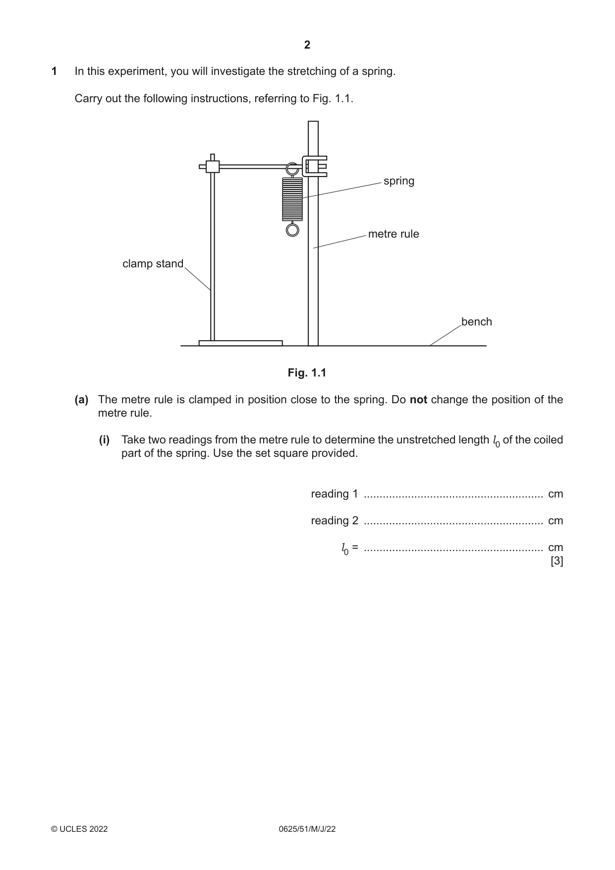 Cambridge IGCSE Physics 0625 2022 May/June Paper 5 · Variant 1 question paper, page 2 of 16