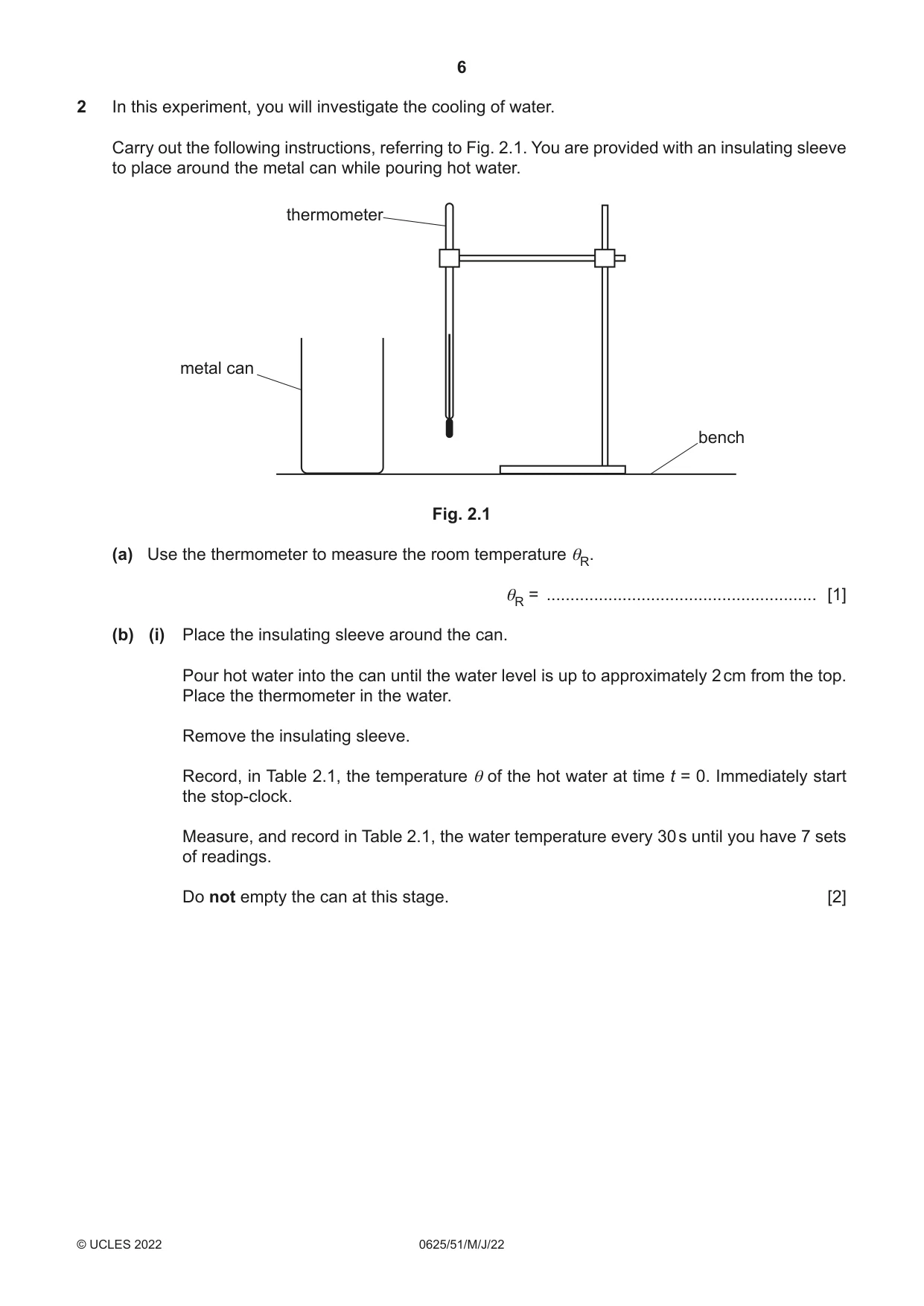 Cambridge IGCSE Physics 0625 2022 May/June Paper 5 · Variant 1 question paper, page 6 of 16